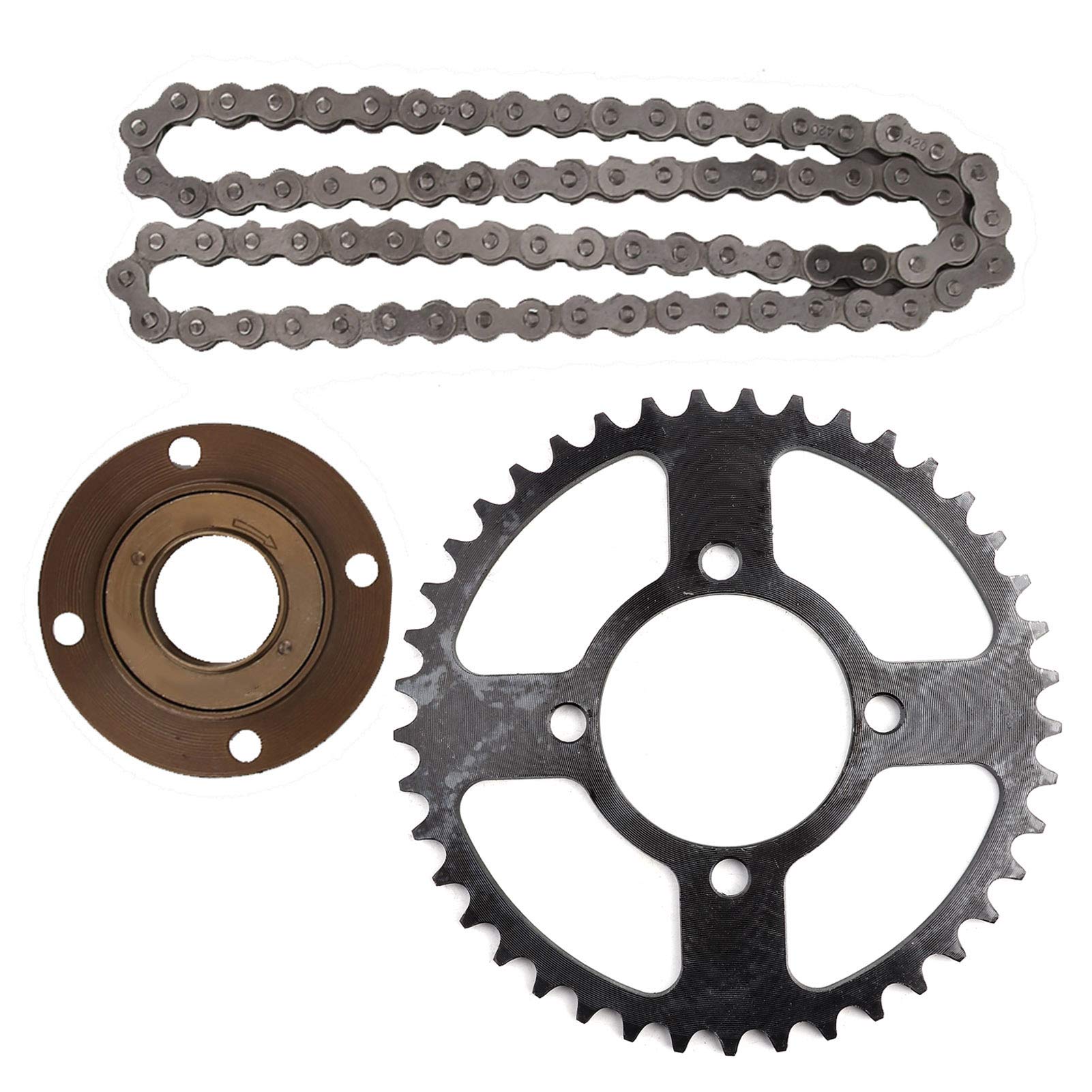 Alomejor 41T 420 Silver Crankset Set with Toothless Flywheel Chain - Compatible with Electric Tricycles | Durable Bike Crankset for Smooth Pedaling | Perfect for Commuting, Delivery & Cargo E-Trikes