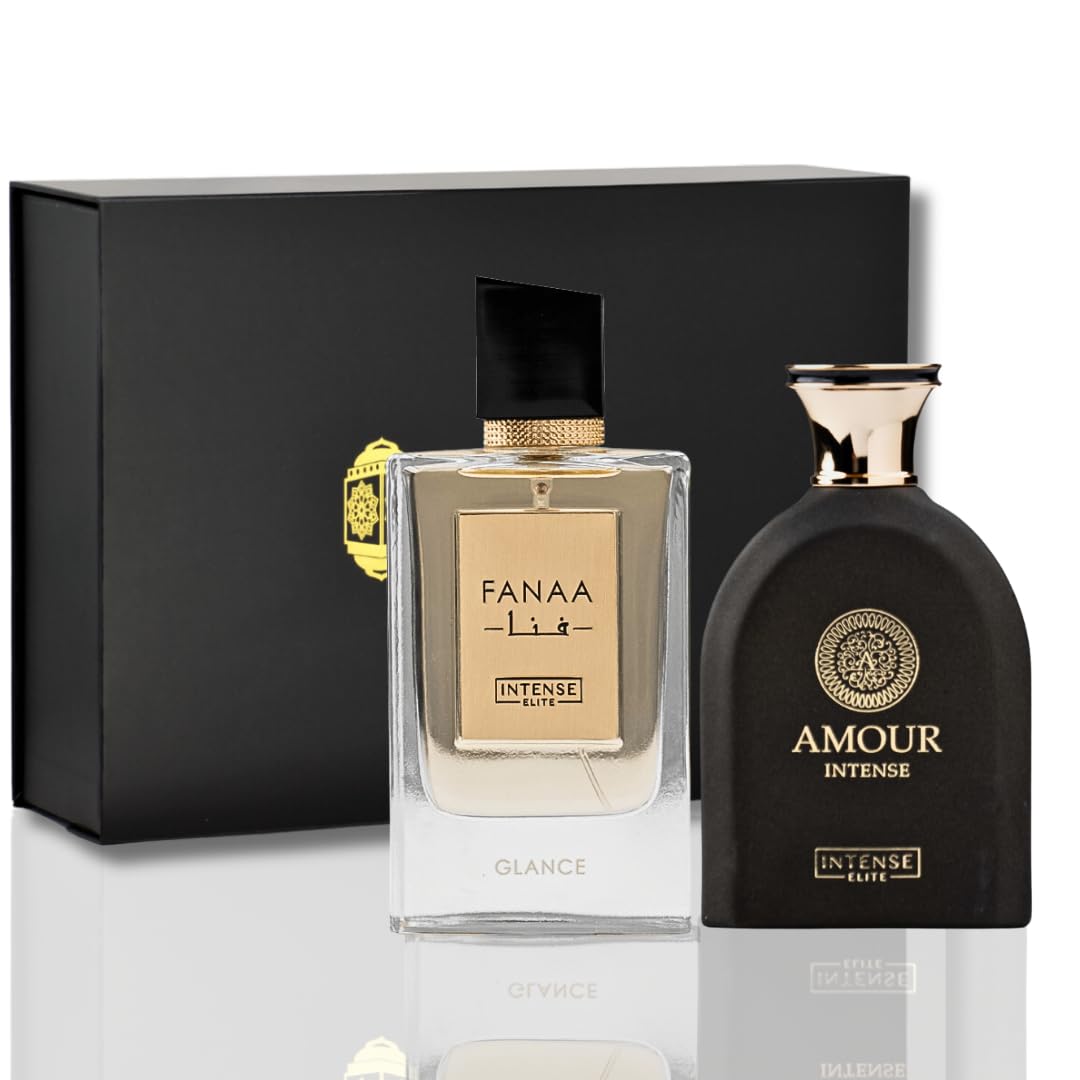 INTENSE ELITE Arabian Perfume for Women & Men - Fanaa Glance & Amour Eau de Parfum 3.4oz (100ml) - Long Lasting Fragrance with Magnetic Gift Box - Perfect for Valentine's Day, Date Nights & Special Occasions