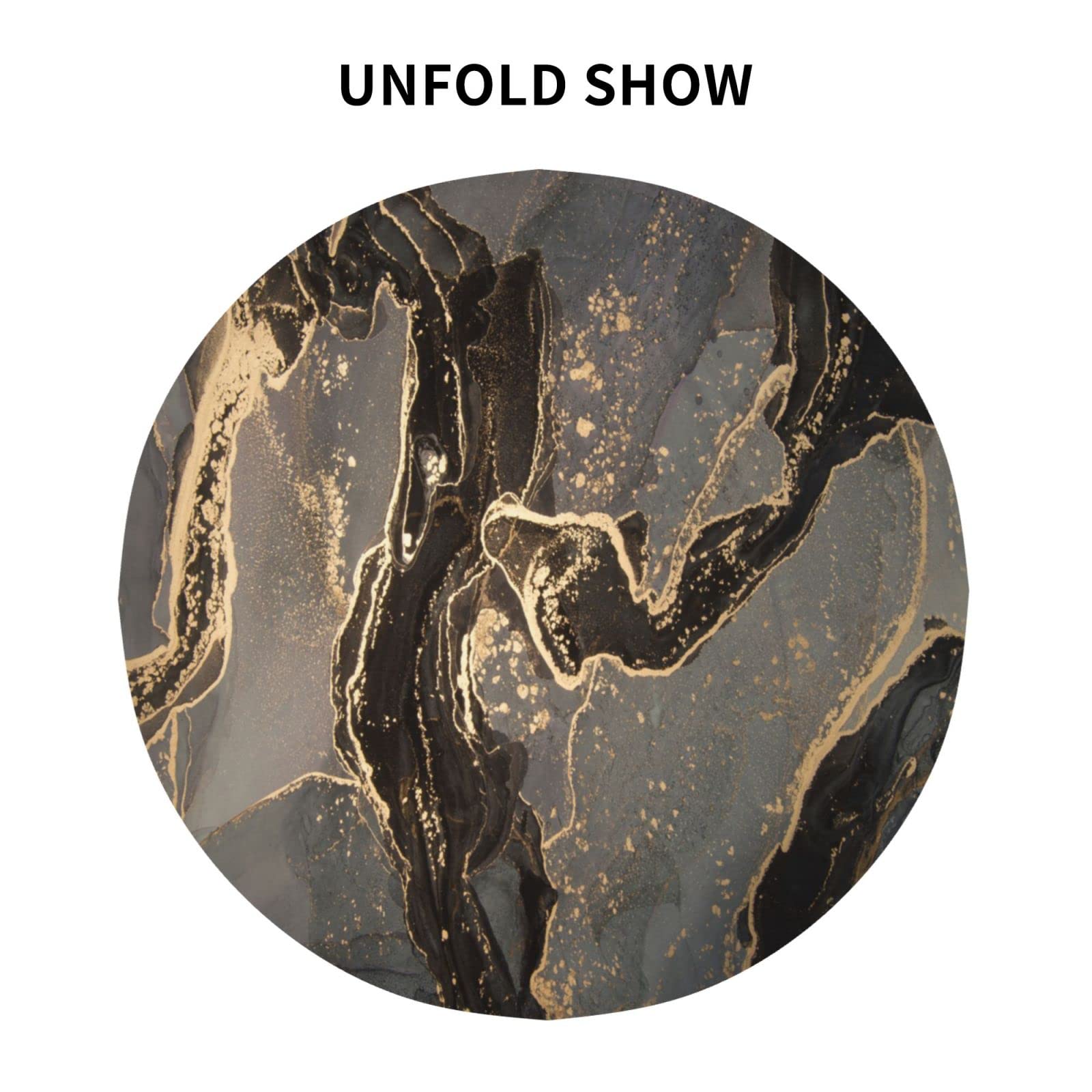 **60 Inch Round Black Gold Marble Tablecloth - Waterproof Polyester, Anti-Slip, Modern Gold Foil Design for Kitchen & Dining Table Decor - Perfect for Parties, Weddings & Home Decor**