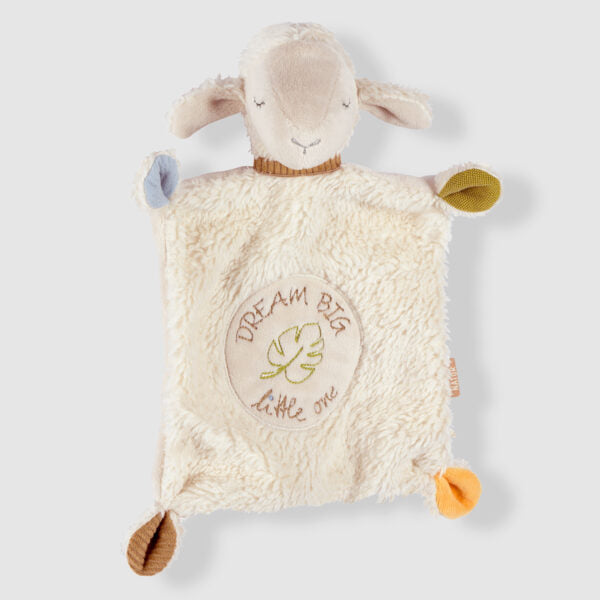 FehnNATUR Dream Big Sensory Sheep Comforter - Soft Plush Baby Security Blanket with Soothing Textures | Perfect for Newborns, Toddlers & Autism Sensory Needs | Nursery, Travel & Bedtime Comfort