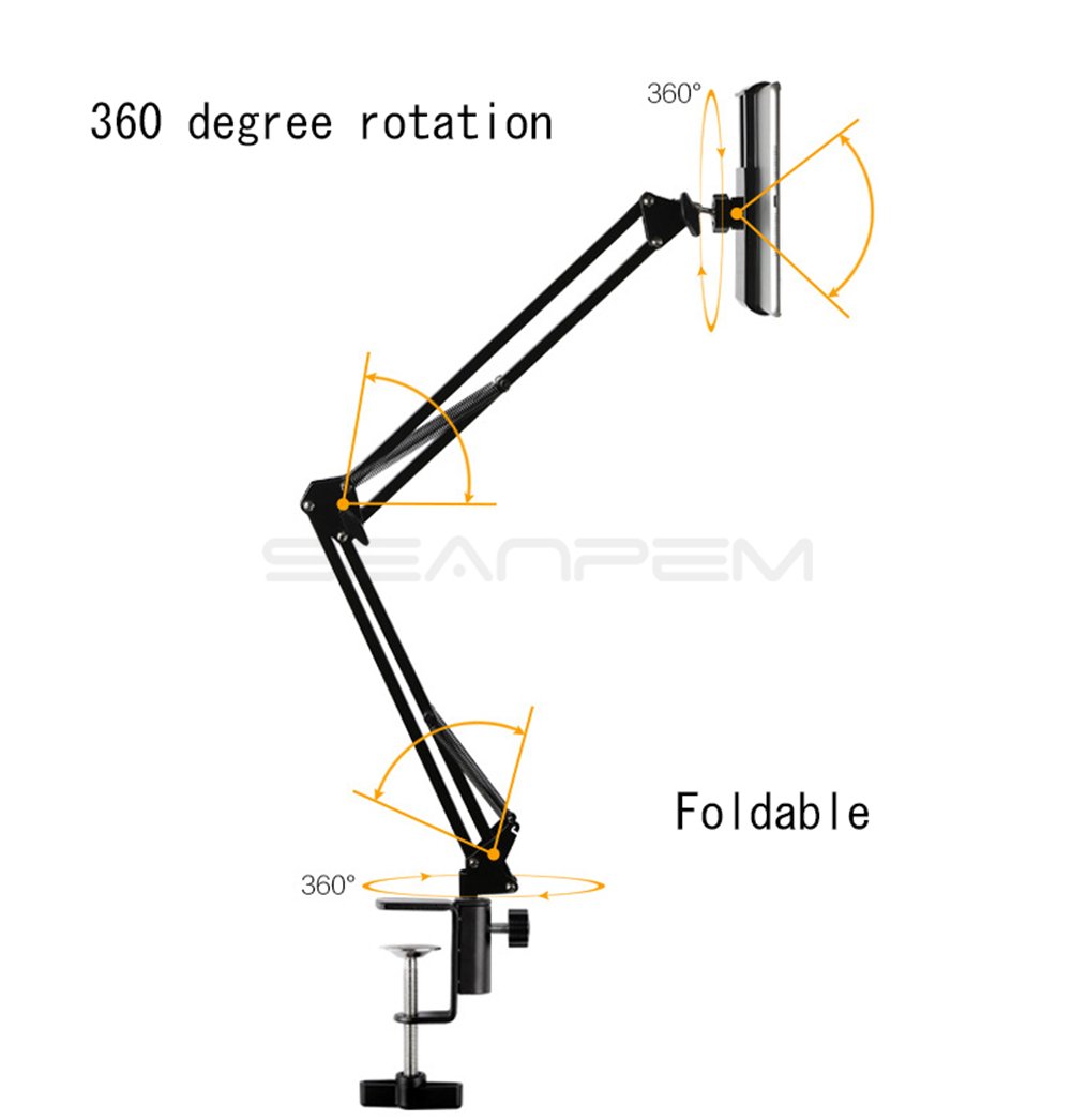 Adjustable Metal Tablet Stand Holder for iPad & Phone - 360° Rotating, 4-10.6