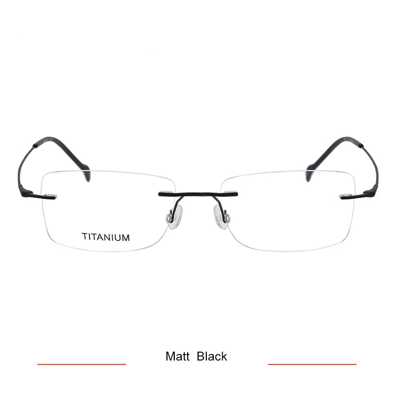 Brightzone Unisex Rimless Rectangle Titanium Eyeglasses Frame 71608 - Lightweight & Durable for Work, Reading & Everyday Wear