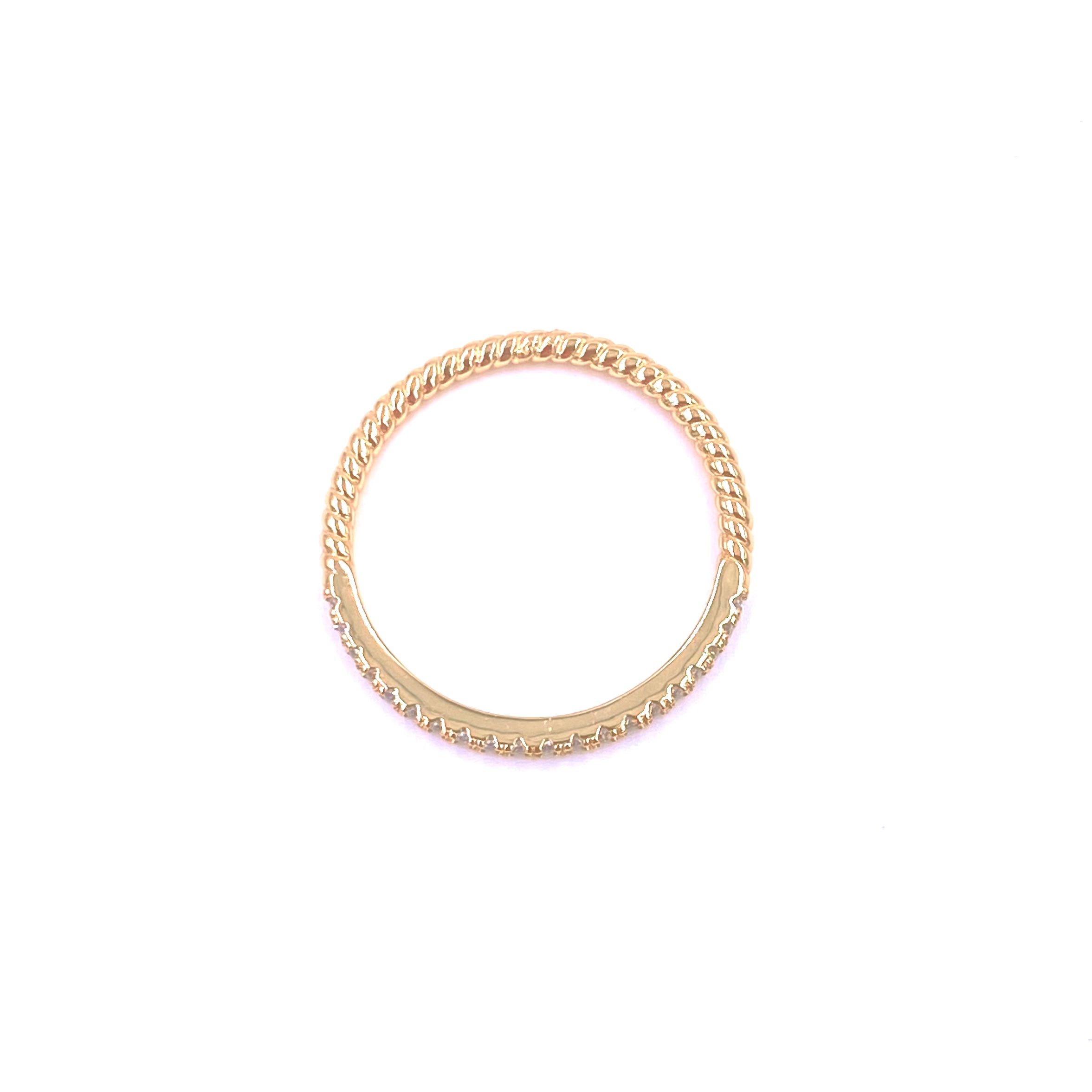Ashley Gold Sterling Silver Gold Plated Prong & Bead Set Half CZ Band Ring | Elegant Stackable Ring for Women, Perfect for Everyday Wear, Parties & Gifts
