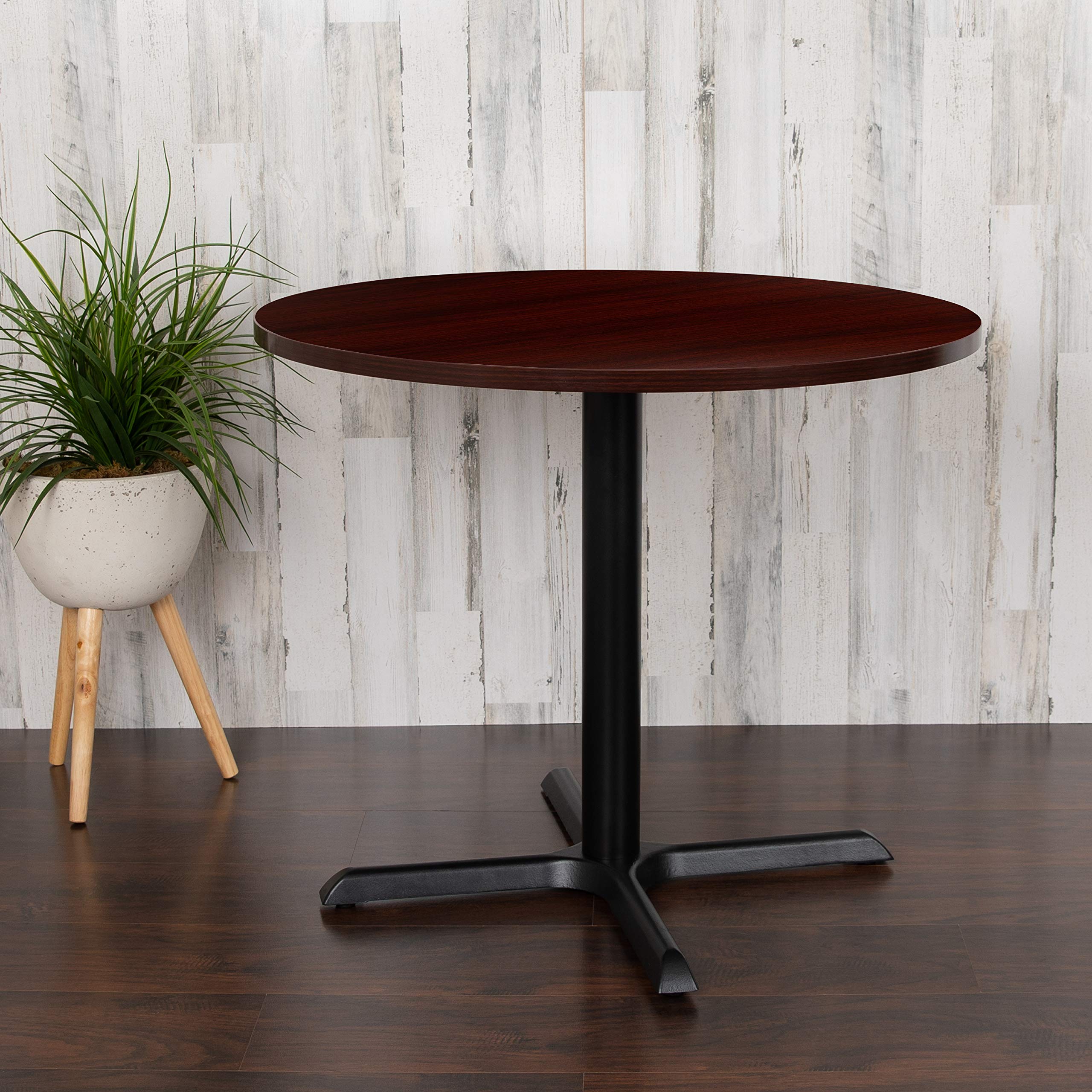 EMMA + OLIVER 36 Inch Round Mahogany Conference Table - Durable Office Meeting Table for Boardrooms, Home Offices & Workspaces