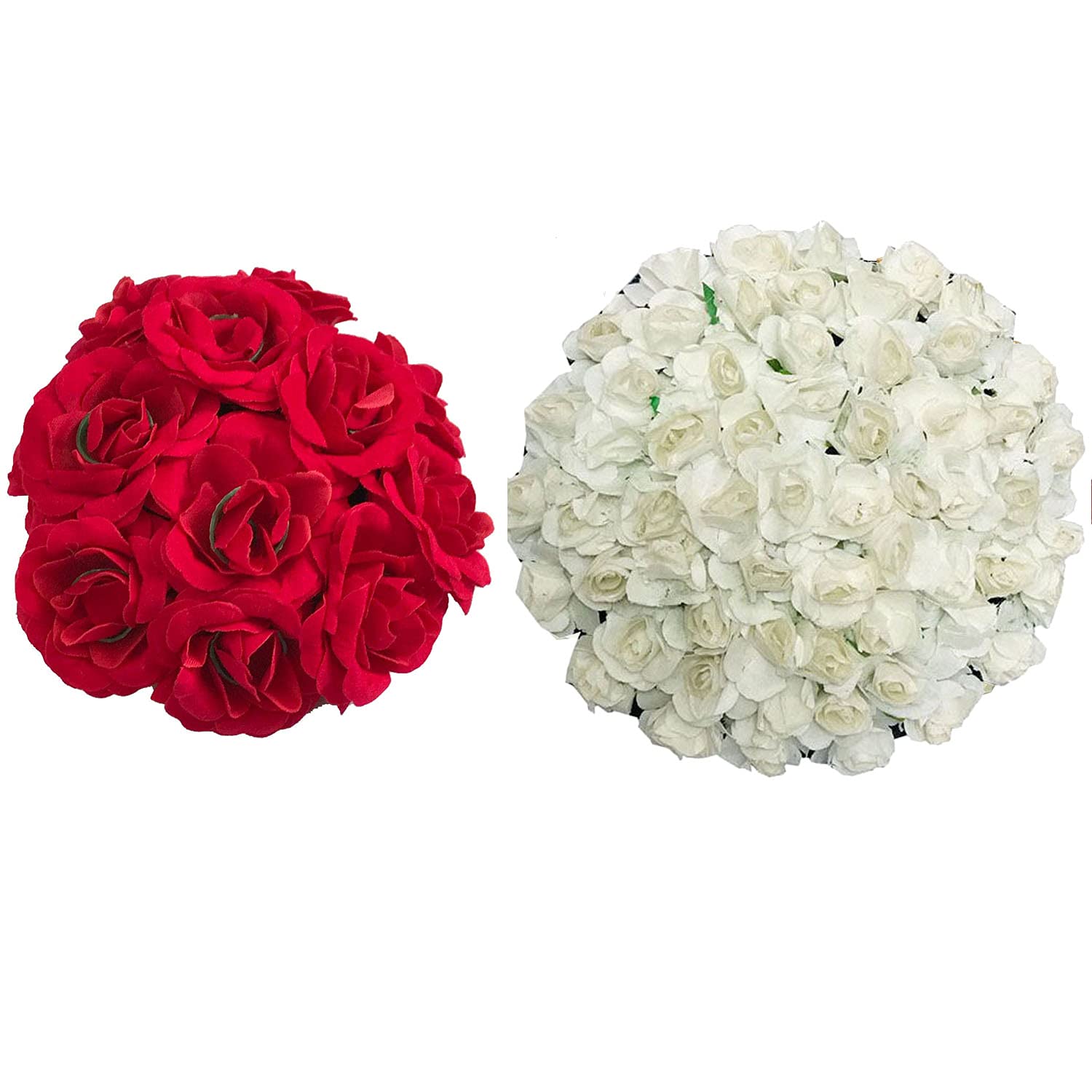 Elegant Wedding Hair Accessories – Red & White Hair Gajra/Veni Set of 2 for Bridal, Indian, and Boho Hairstyles | Perfect for Weddings, Parties & Festive Occasions