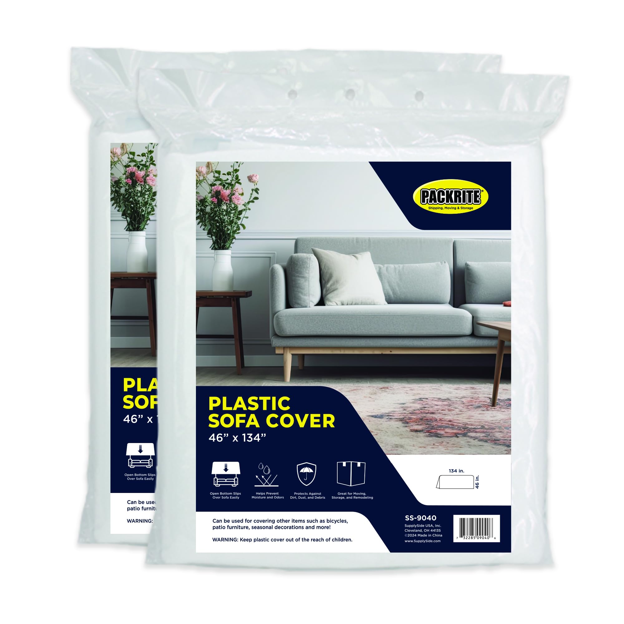 2 Pack Waterproof Plastic Couch Cover for Moving & Storage - 134