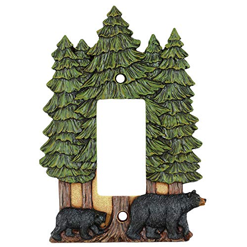 BLACK FOREST DECOR Bear & Pine Trees Rocker Plate - Handcrafted Wooden Wall Decor for Cabin, Lodge & Home - Perfect for Rustic, Christmas & Winter Decorations