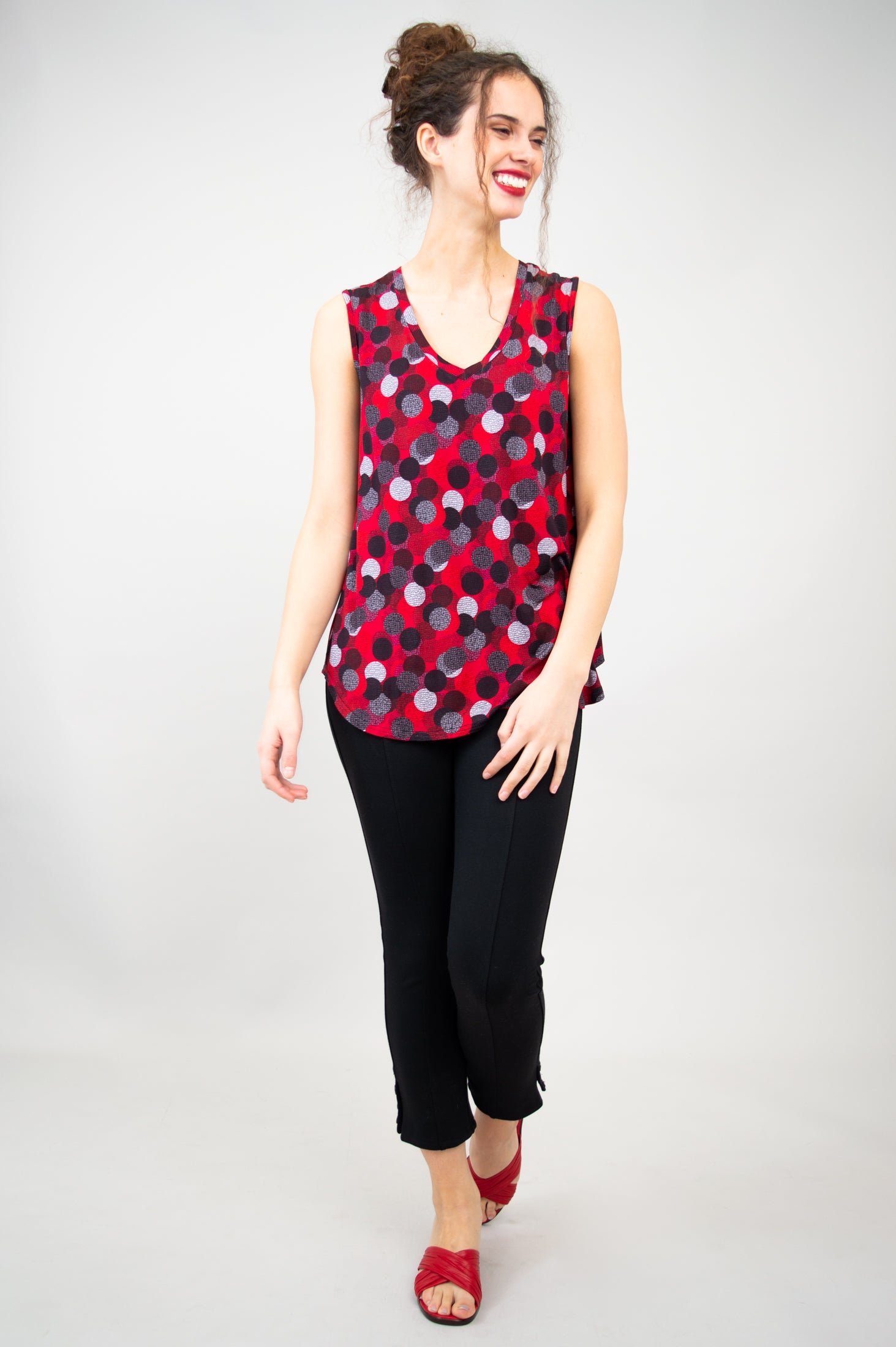 Jackie Tank Top - Stylish Polka Dot Dance Shirt - Soft Bamboo Fabric - Perfect for Dance Classes & Summer Outfits - Final Sale
