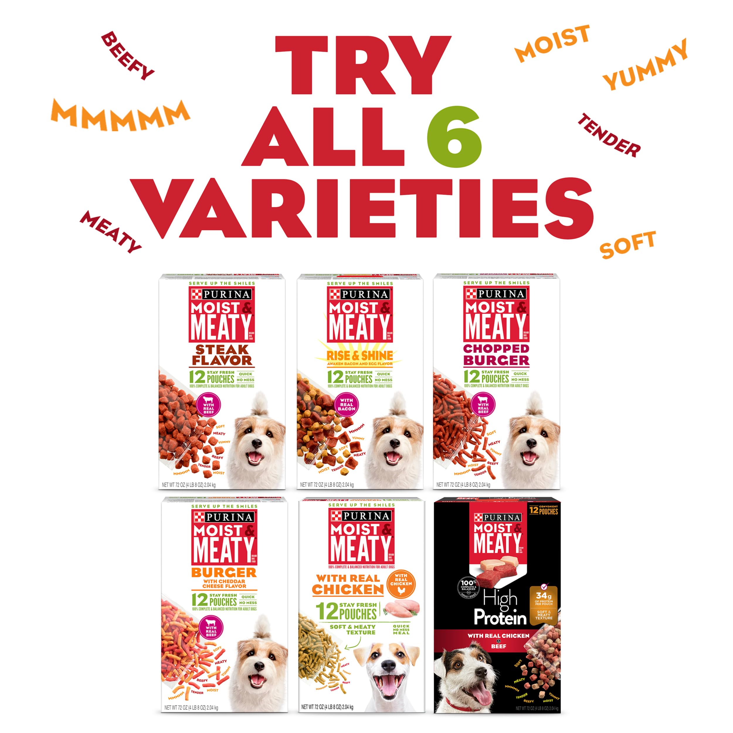 Purina Moist & Meaty Soft Dog Food - Real Chicken Recipe Wet Dog Food for Adult Dogs, 12 Pack | High Protein, Grain-Free & Tender Bites for Daily Meals, Training Treats & On-the-Go Feeding