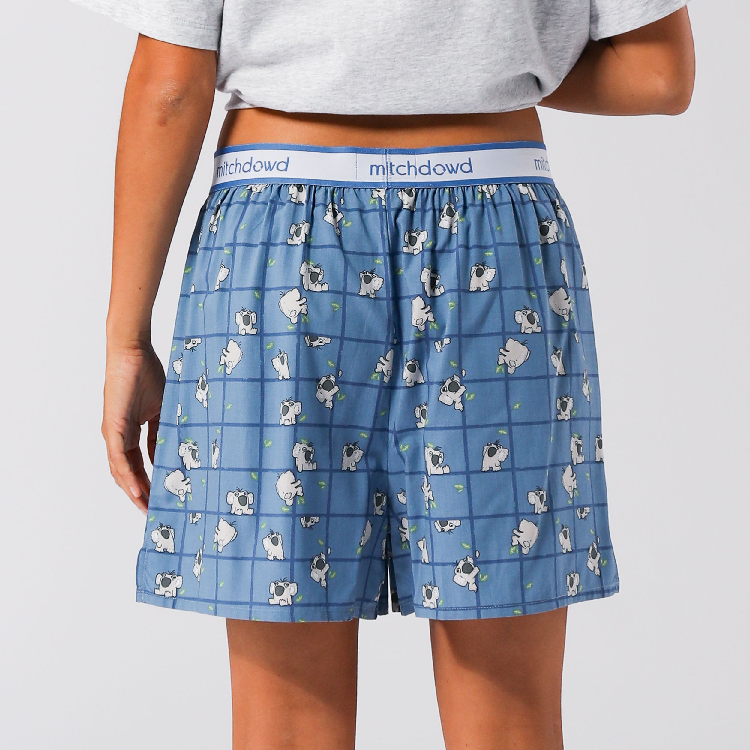 Women's Soft Koala Sleep Boxer Shorts - Breathable Cotton Lounge Pajama Shorts for Women (Blue) - Perfect for Nightwear, Lounging & Travel