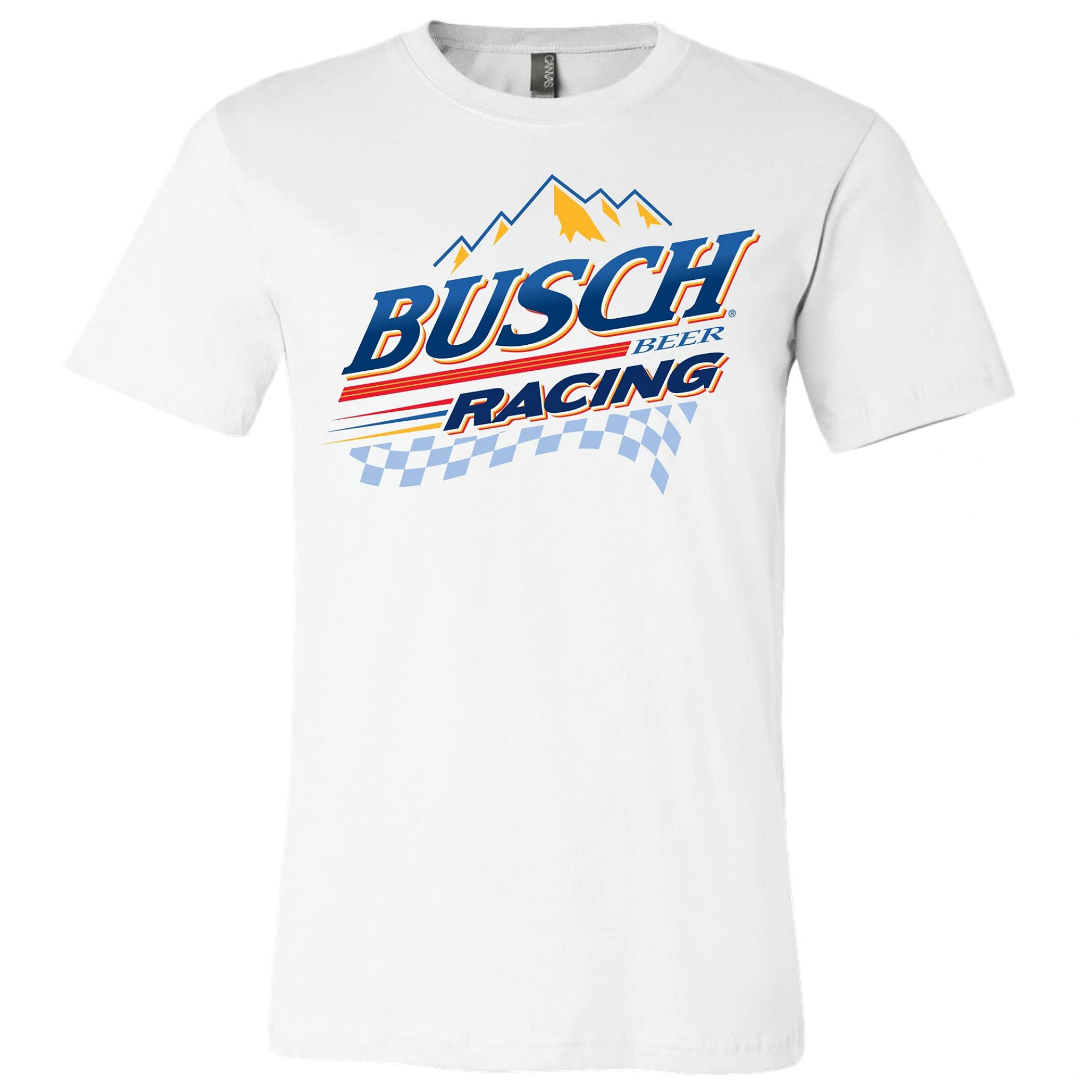 Busch Racing Mountain Logo T-Shirt for Men - Small White Beer Lover Gift - Perfect for NASCAR Fans, Bar Hopping & Casual Wear