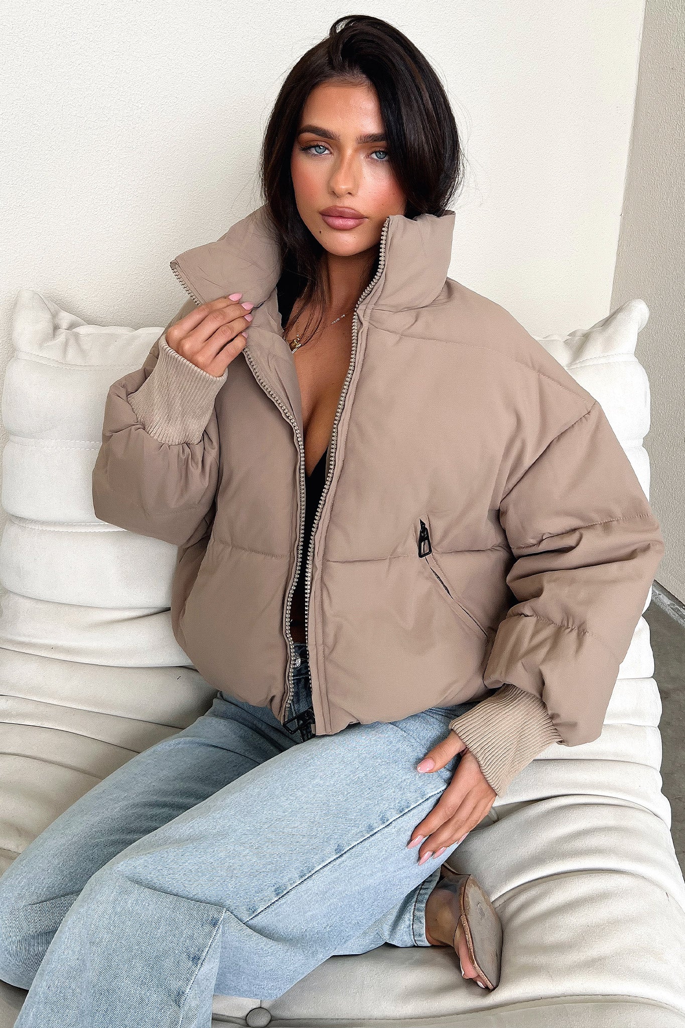 Ajax Puffer Jacket for Men & Women - Lightweight Warm Winter Coat, Water-Resistant Tan Quilted Jacket for Outdoor Activities, Hiking & Travel