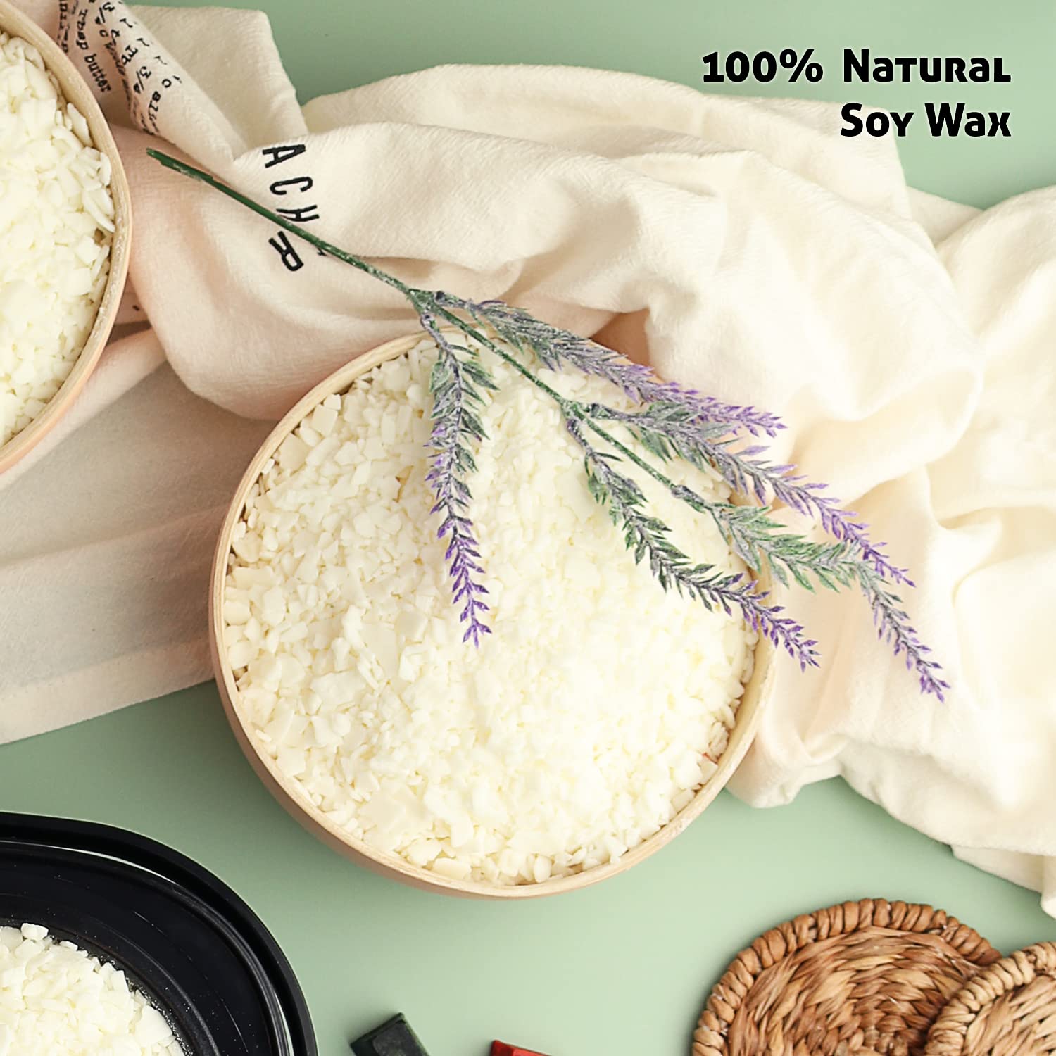 Premium Natural Soy Wax Flakes for Candle Making - 10 lb Bag with 50 Wicks, Stickers & 4 Centering Tools | DIY Home Fragrance, Gifts & Aromatherapy Supplies | Perfect for Handmade Candles, Wedding Favors & Relaxation Gifts