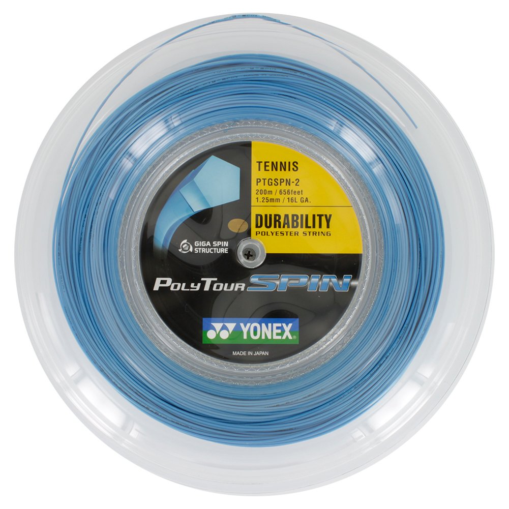 Poly Tour Spin 125/16L Tennis String Reel - Blue | High-Performance Polyester String for Spin & Control | Perfect for Competitive Players & Tournament Play