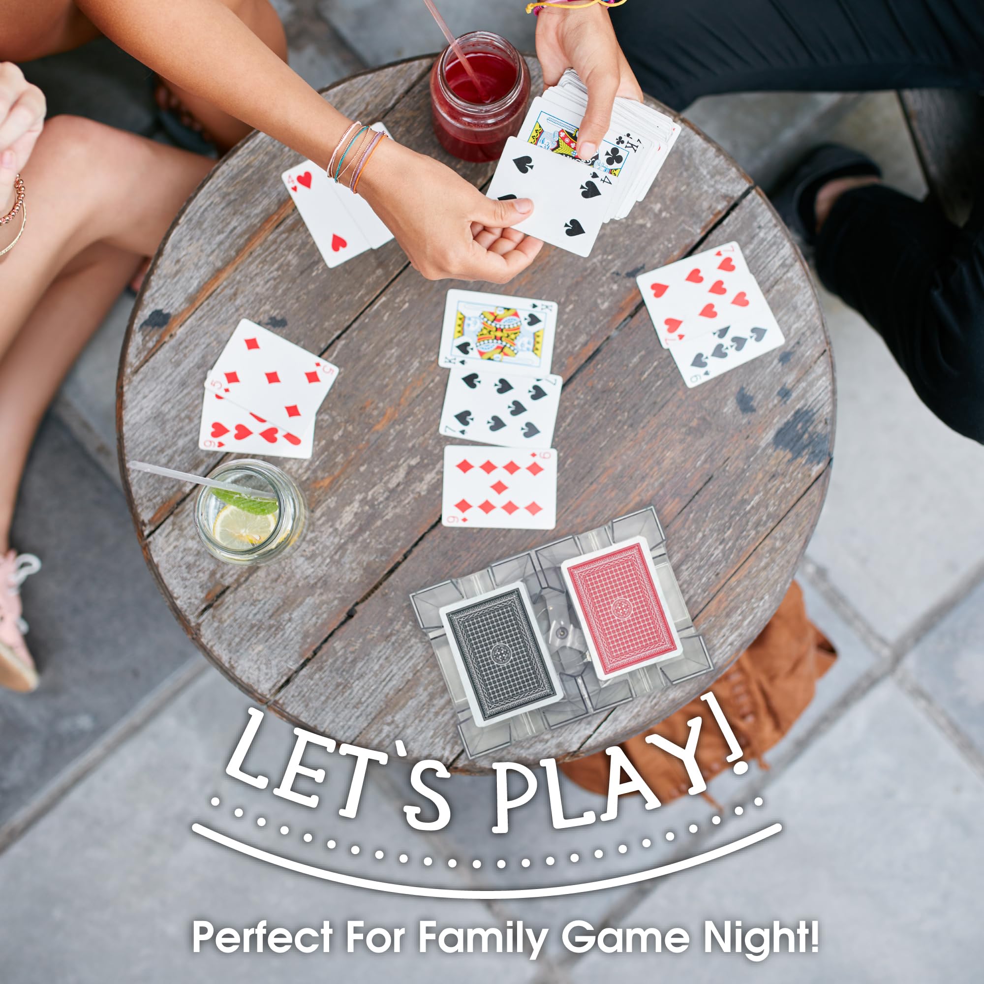 360° Rotating Dual Deck Poker Card Holder - Acrylic Clear Playing Card Tray for Casino, Canasta & Card Games - Perfect for Poker Nights & Game Gatherings
