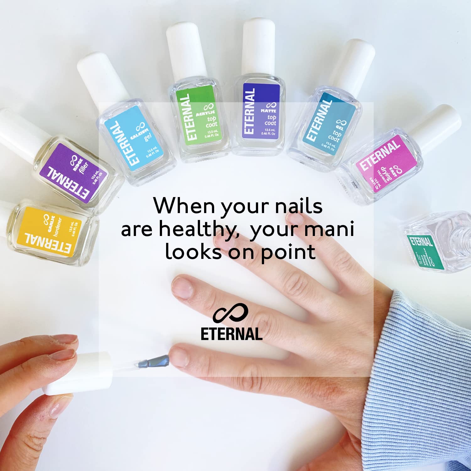 Eternal Top Coat Gel - 3 Pack Mirror Shine Strength No UV Lamp Nail Polish Set for Long-Lasting Manicures at Home or Salon
