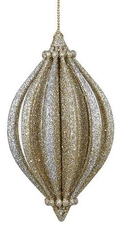 4.5 Inch Gold & Platinum Glitter Finial Ornament - Elegant Christmas Tree Topper for Holiday Decorations, Wedding Centerpieces, and Home Decoration