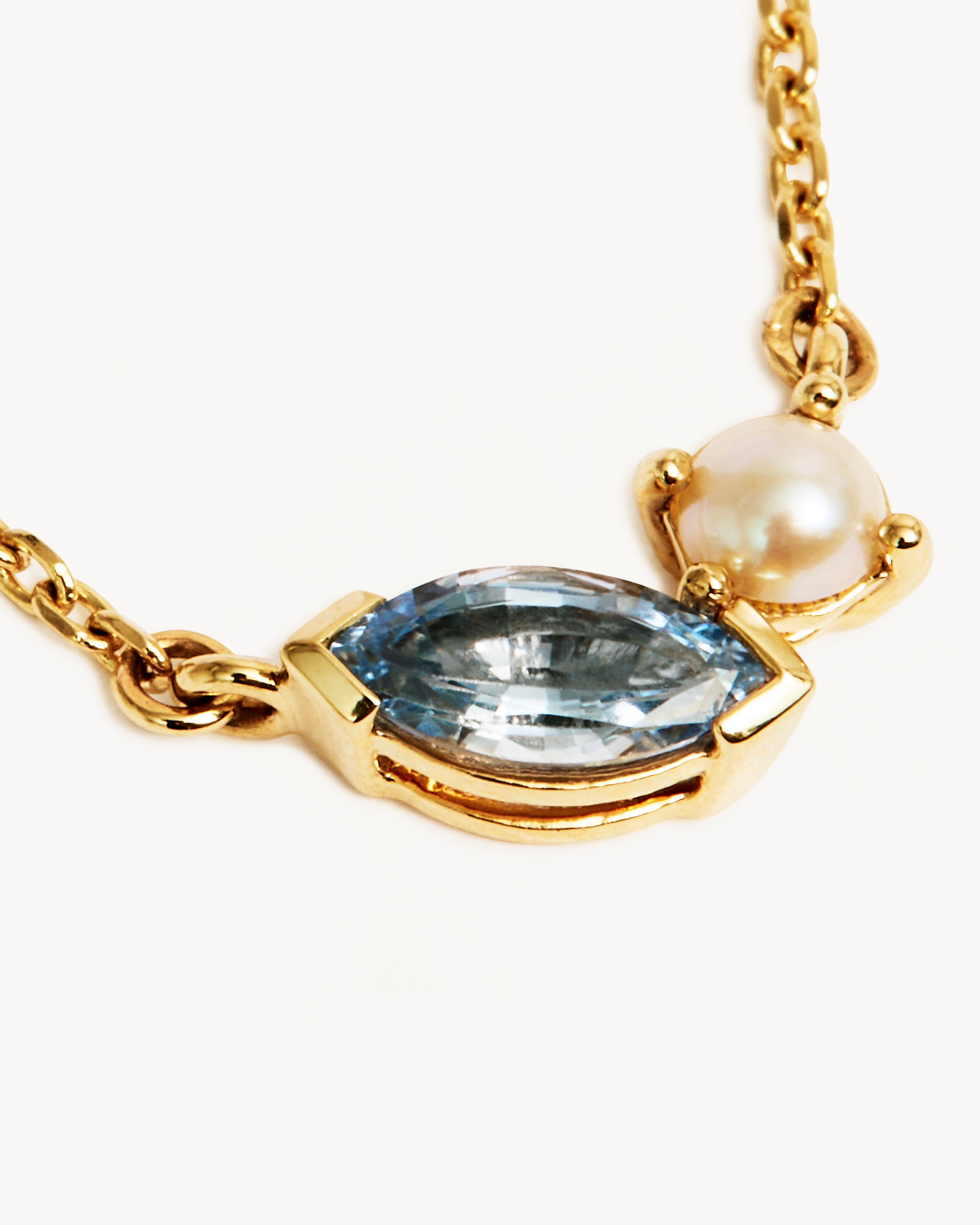 14K Solid Gold Into The Blue Necklace - Elegant Dainty Jewelry for Women, Perfect for Gifts, Parties & Everyday Wear