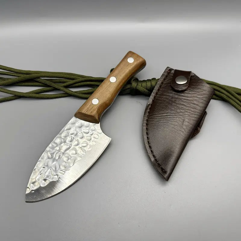 Premium Stainless Steel Hunting & Camping Knife - Wood Handle Meat & Vegetable Cutting Knife for Outdoor, BBQ, Survival & Kitchen Use
