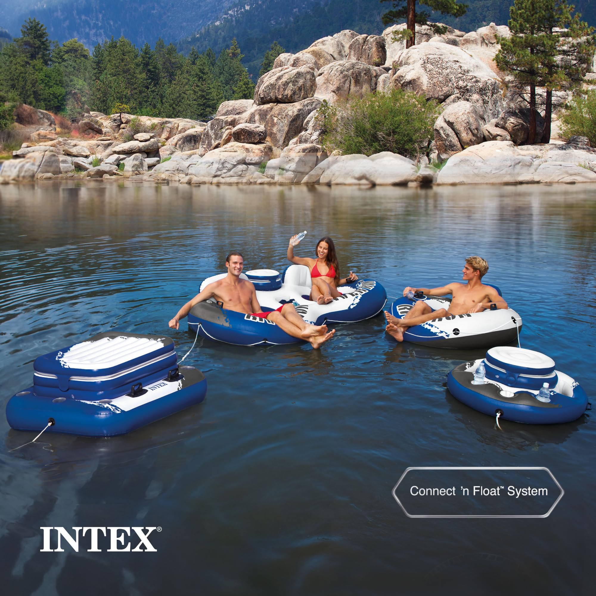 Intex River Run Connect Lounge - Inflatable Pool Float for Relaxation, Sunbathing & Lounging in Pool, Lake or Beach - Perfect for Summer Fun & Vacation
