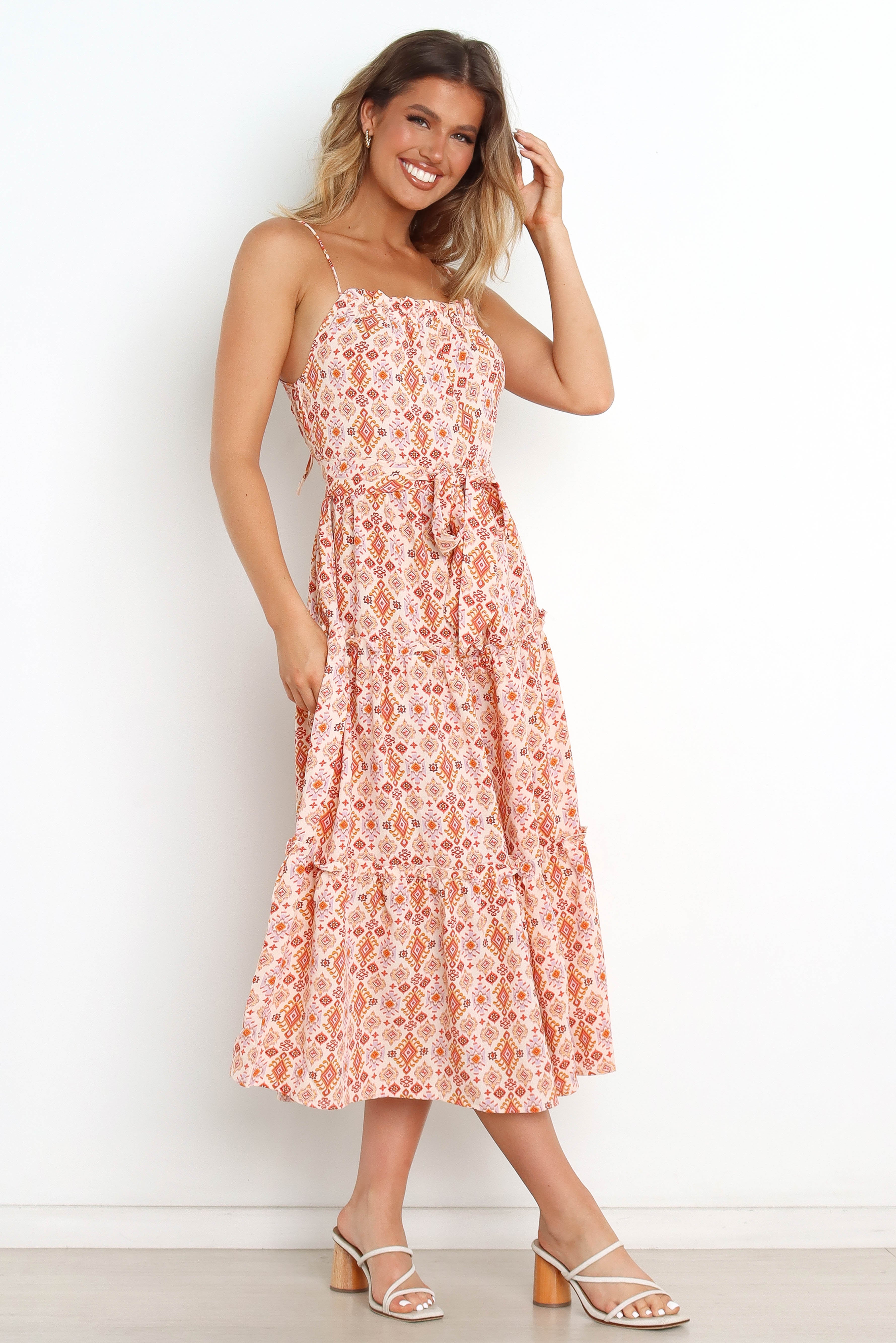Bridie Dress in Rust - Elegant Flowy Midi Dress for Women | Perfect for Casual Outings, Date Nights & Summer Events