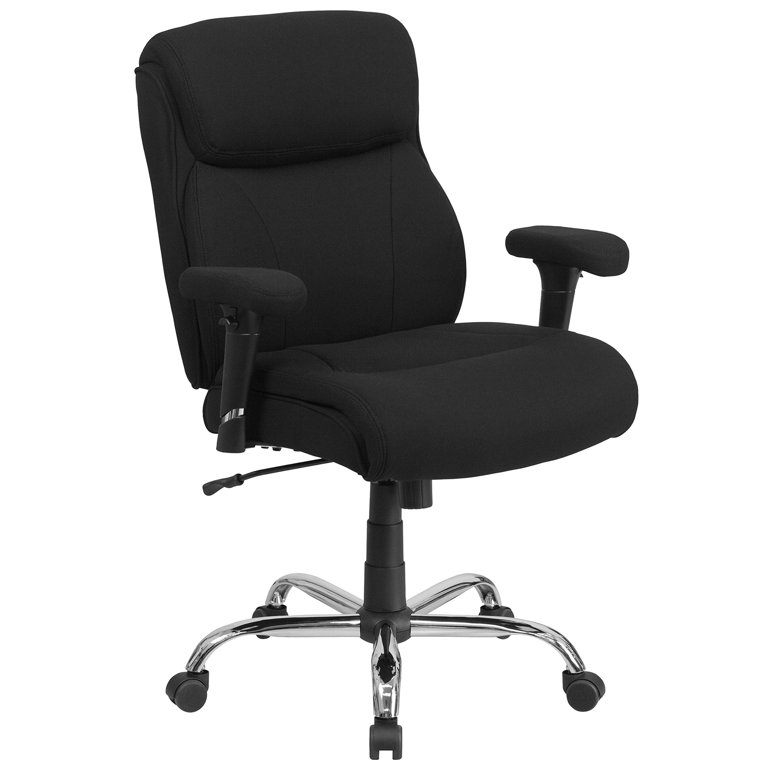 Flash Furniture HERCULES Series Big & Tall 400 lb. Capacity Black Fabric Ergonomic Office Chair - Adjustable Arms, Lumbar Support & Breathable Mesh Back for Home Office, Gaming & Workspace Comfort