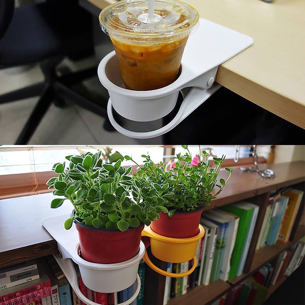 Black Cup Clip Drink Holder - 2 Pack - Secure Beverage & Phone Holder for Tables, Desks, Chairs, Shelves | Perfect for Office, Home, Car & Outdoor Use