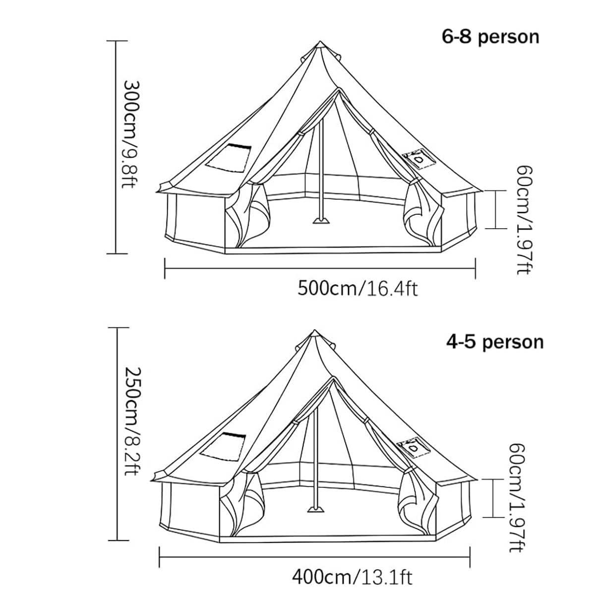 300D Oxford Waterproof Backpacking Bell Tent with Top Stove Jack - All Season Camping Yurt for Glamping, Outdoor Events & Parties (Off White, 13ft/16.4ft) - Perfect for Family Camping, Music Festivals & Wilderness Adventures