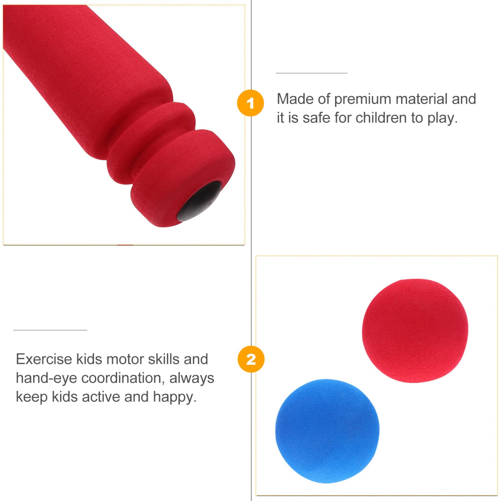 BESPORTBLE Kids Foam Baseball Bat Set - Soft EVA Baseball Toy for Toddlers & Children with Ball | Outdoor Sports Game for Backyard, Park & Beach Play | Improves Hand-Eye Coordination & Motor Skills