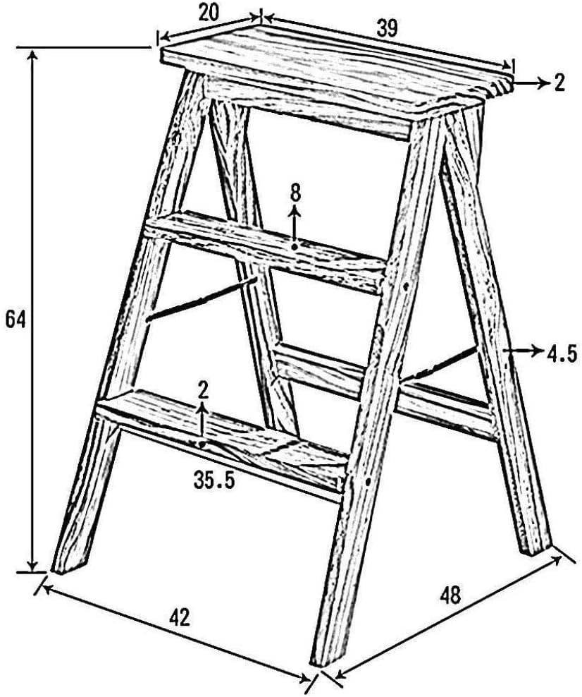 OKUOKA Solid Wood Creative Stool - Foldable Step Stool for Home, Kitchen, Living Room | Portable Wooden Step Ladder with Dual Function | Perfect for Reaching High Shelves, Decorating, and Household Chores