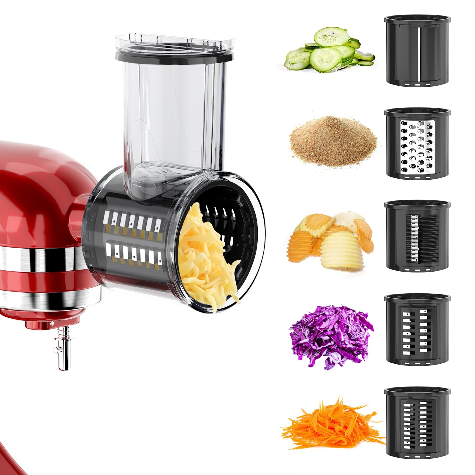 KitchenAid Stand Mixer Slicer Shredder Attachment - 5 Blades for Cheese Grating, Vegetable Slicing & Salad Prep | Compatible with KitchenAid Mixers | Perfect for Meal Prep, Party Platters & Healthy Cooking