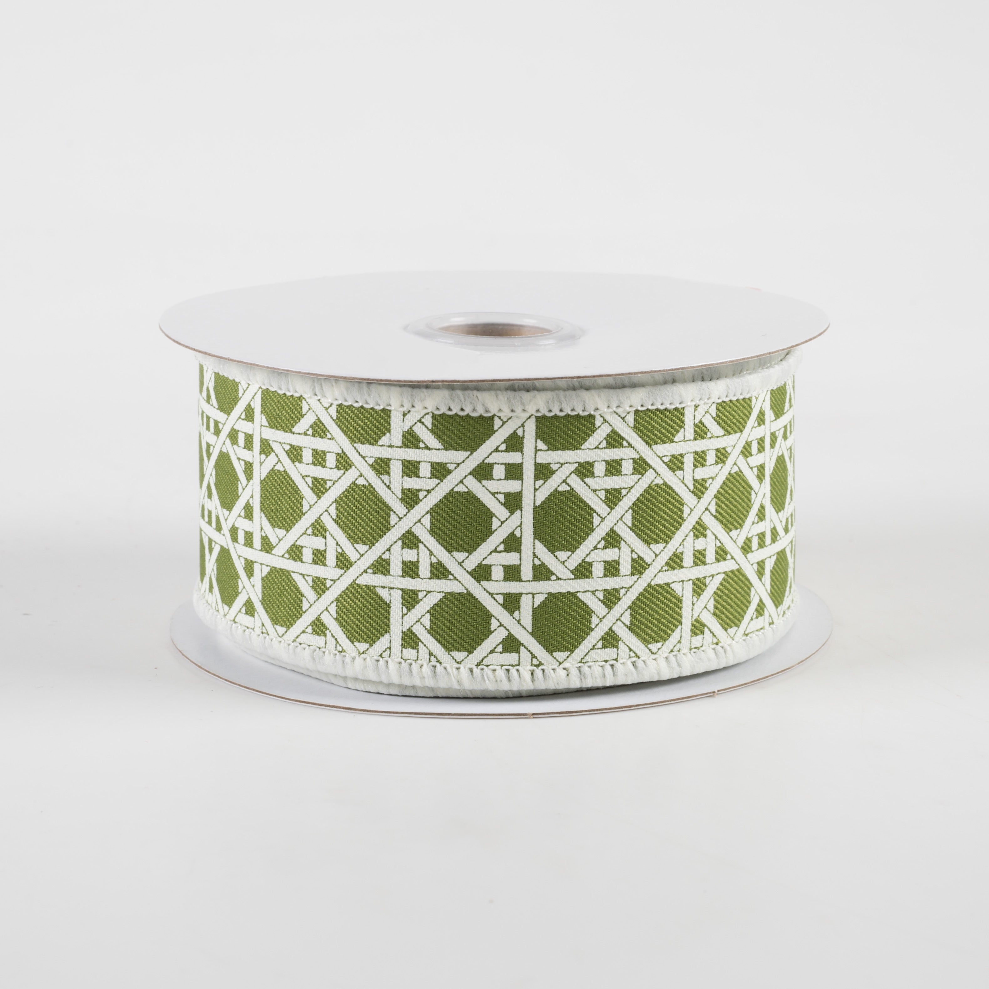 1.5 Inch Basket Weave Ribbon - Moss Green & Ivory - 10 Yards for Gift Wrapping, DIY Crafts, Wedding Decorations, and Scrapbooking