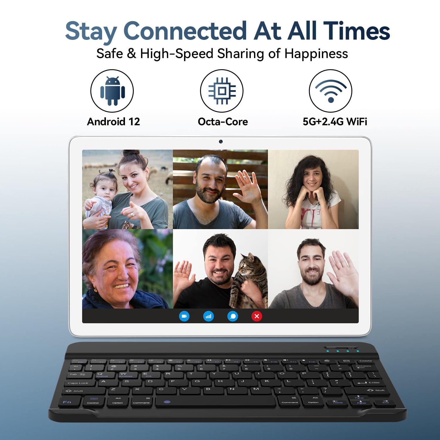 2025 Latest 10-inch Android Tablet with Keyboard - Octa-Core 5G WiFi, 128GB ROM + 8GB RAM + 1TB Expandable Storage, 13MP Dual Camera, Bluetooth, GPS, HD Touchscreen - Perfect for Work, Study & Entertainment