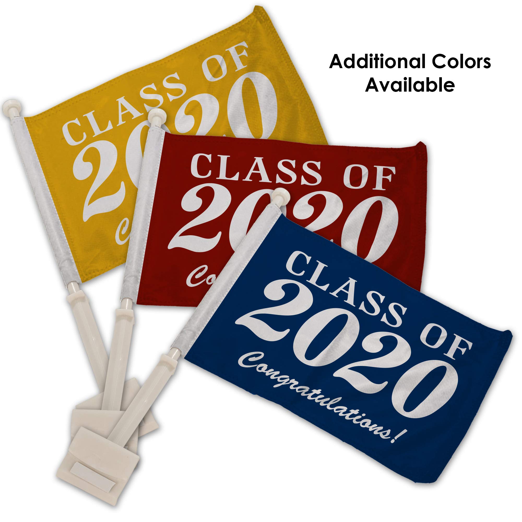 2021 & 2020 Graduation Car Flags - Class of 2021/2020 Car Decorations - Parade Car Flags for Graduation Celebrations - Perfect for Commencement Parades, Graduation Parties & School Spirit Events