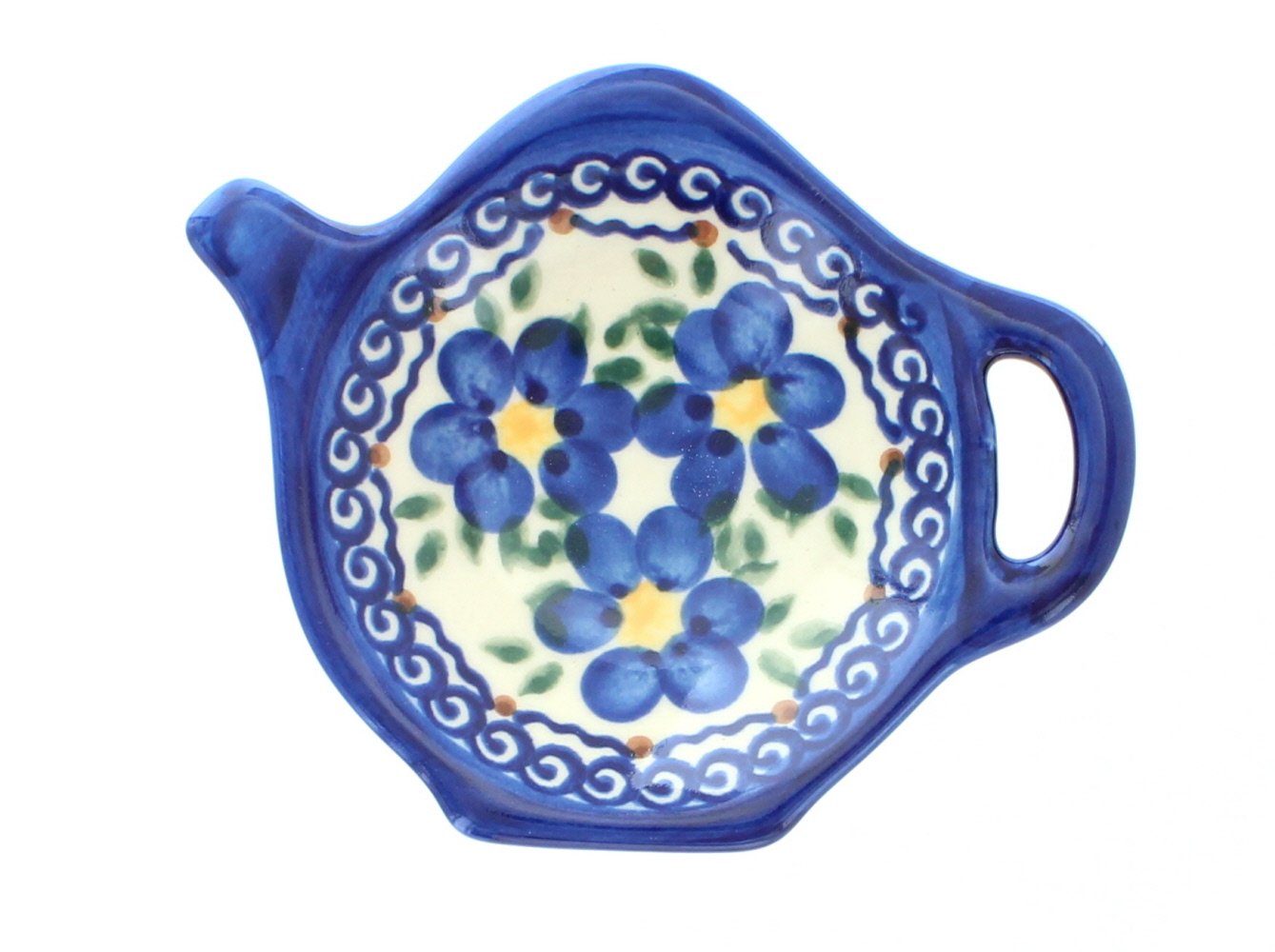 Blue Rose Polish Pottery Tea Bag Holder - Handcrafted Spring Blossom Design for Tea Lovers - Perfect for Kitchen, Dining Table & Gift Giving