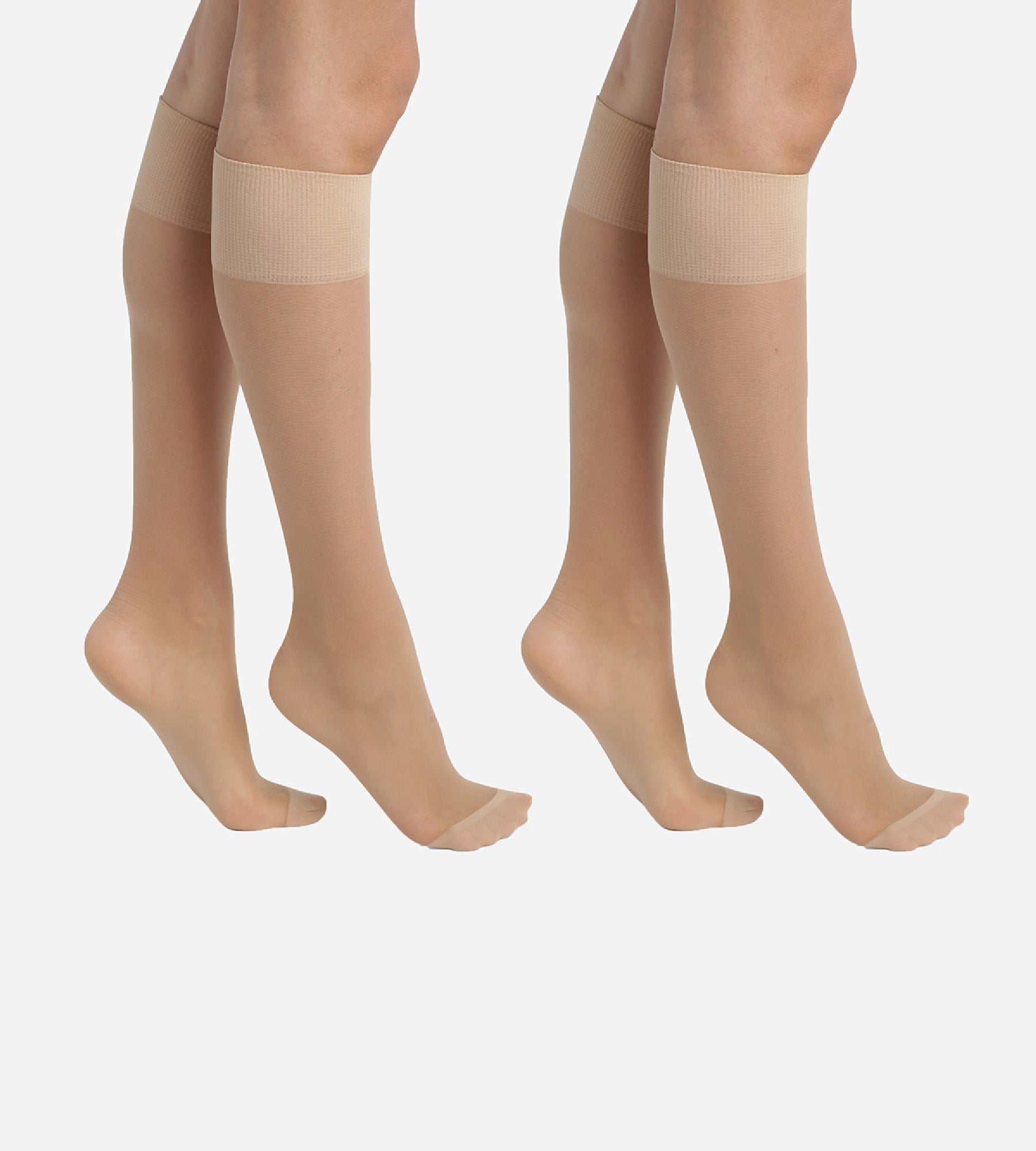 2 Pairs of Reinforced Lycra Mesh Knee-High Socks in Beige - Ultra Durable & Comfortable for Work, Sports & Everyday Wear