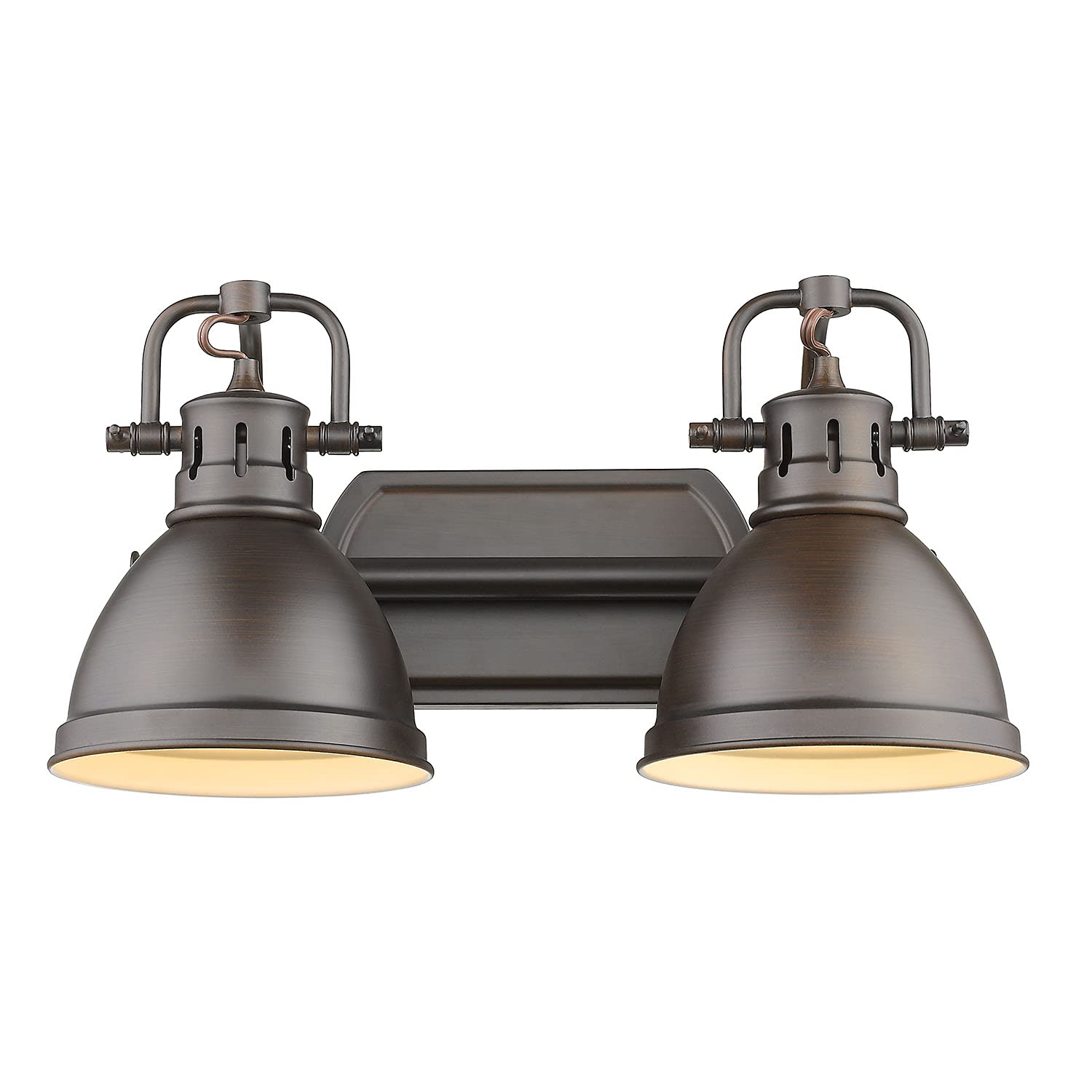 Golden Lighting Duncan 2-Light Metal Bathroom Vanity Light Fixture in Rubbed Bronze Finish - Perfect for Modern Bathroom Decor and Vanity Lighting