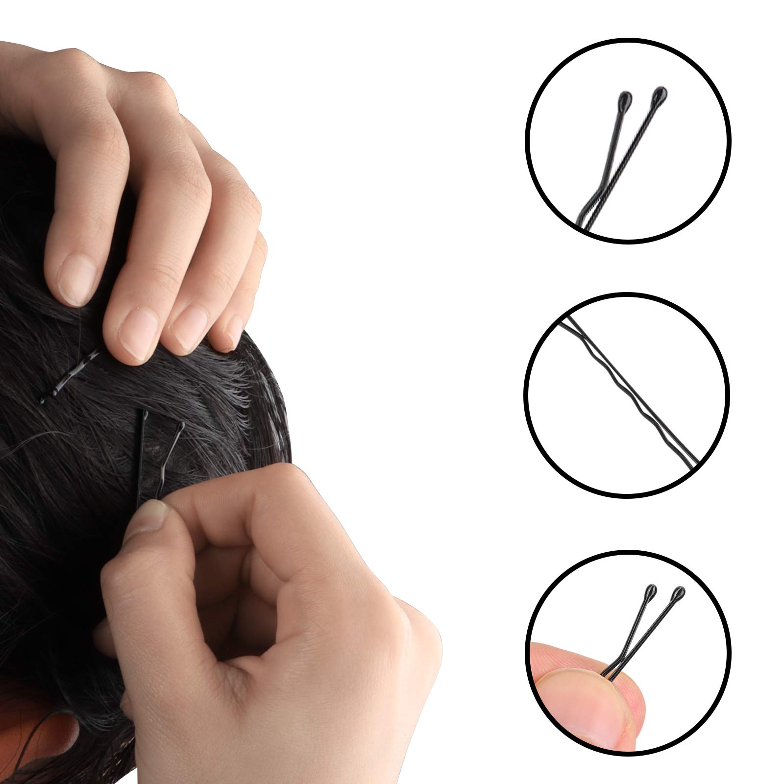 100 Pcs Black Bobby Pins - Strong Metal Hair Pins for Women & Girls - Hair Styling Waved Grips, Bob Pins, Bun Hair Clips - Perfect for Updos, Braids, Ponytails & Everyday Hairstyles