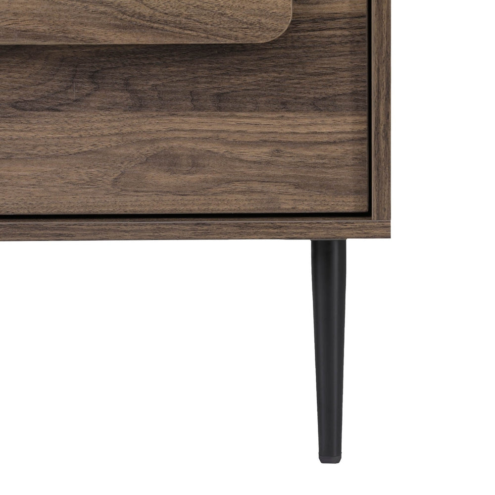 Modern Walnut Nightstand with 2 Drawers - Bedside Table for Bedroom, Living Room & Small Spaces - Compact Storage Solution for Books, Lamps & Essentials