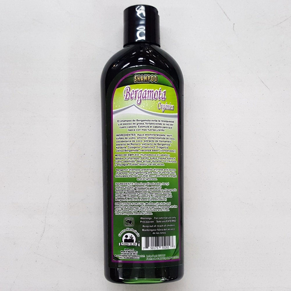 Organic Bergamot Shampoo 15.21 Fl Oz - Keratin, Collagen & Vitamin E Enriched for Damaged Hair Repair - Sulfate-Free & Paraben-Free for Daily Hair Care & Scalp Nourishment