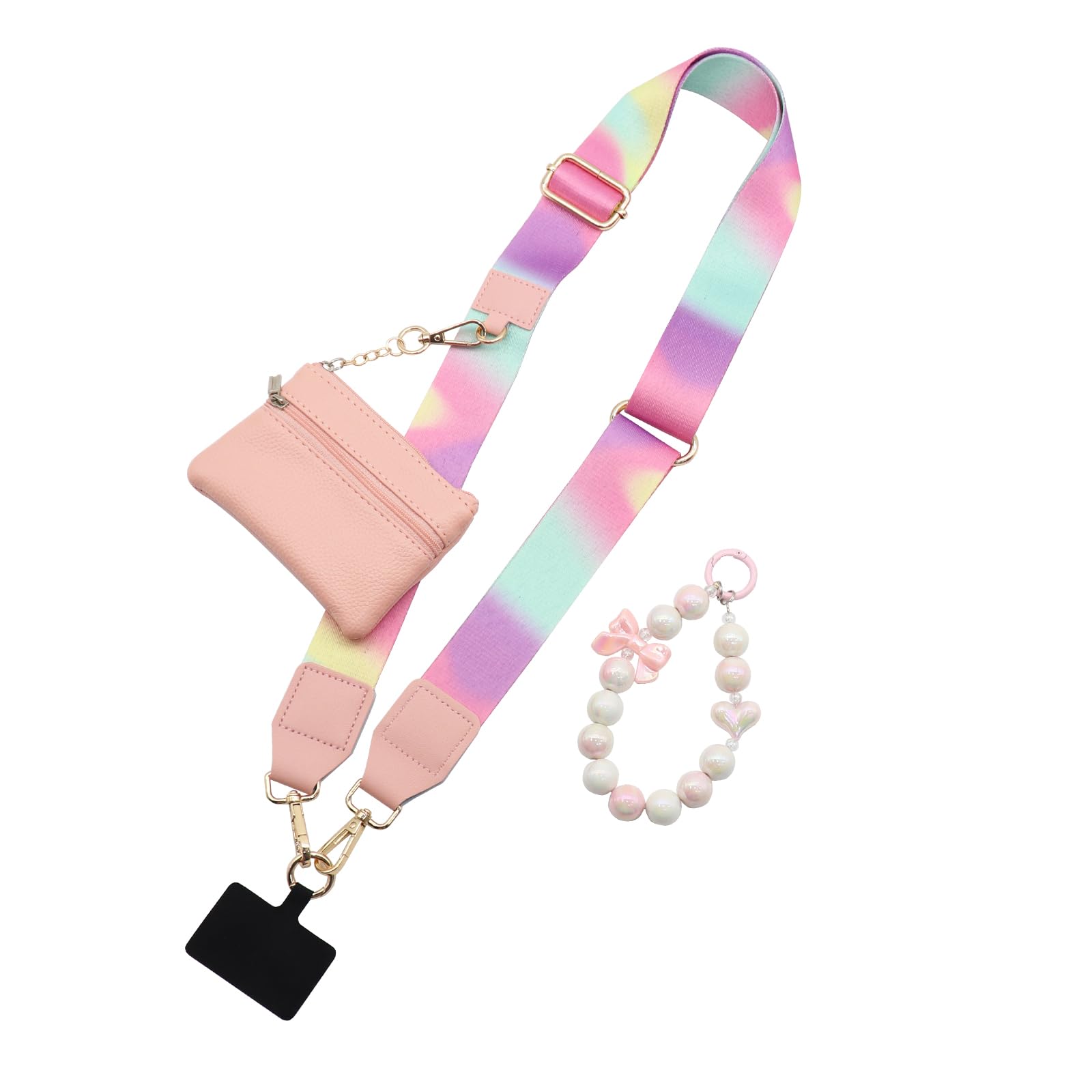 Adjustable Crossbody Phone Strap with Zippered Pouch & Clip - Hands-Free Wallet Strap for iPhone, Samsung & Smartphones - Perfect for Travel, Shopping & Outdoor Activities