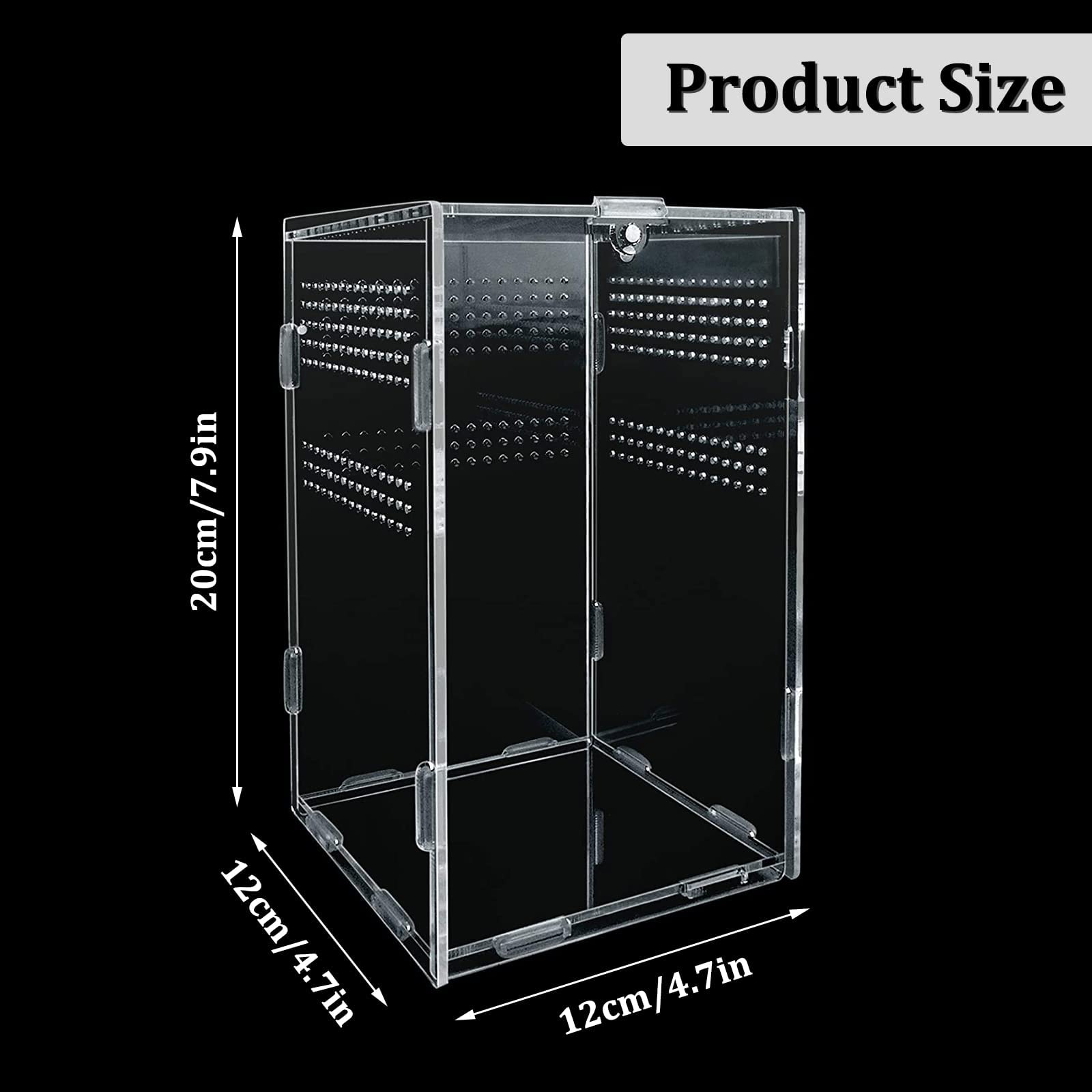 Acrylic Reptile Feeding Box & Terrarium Enclosure - Insect Breeding Habitat for Mantis, Spider, Cricket, Tarantula, Lizard, Scorpion, Geckos | Perfect for Pet Reptile Care & Insect Observation