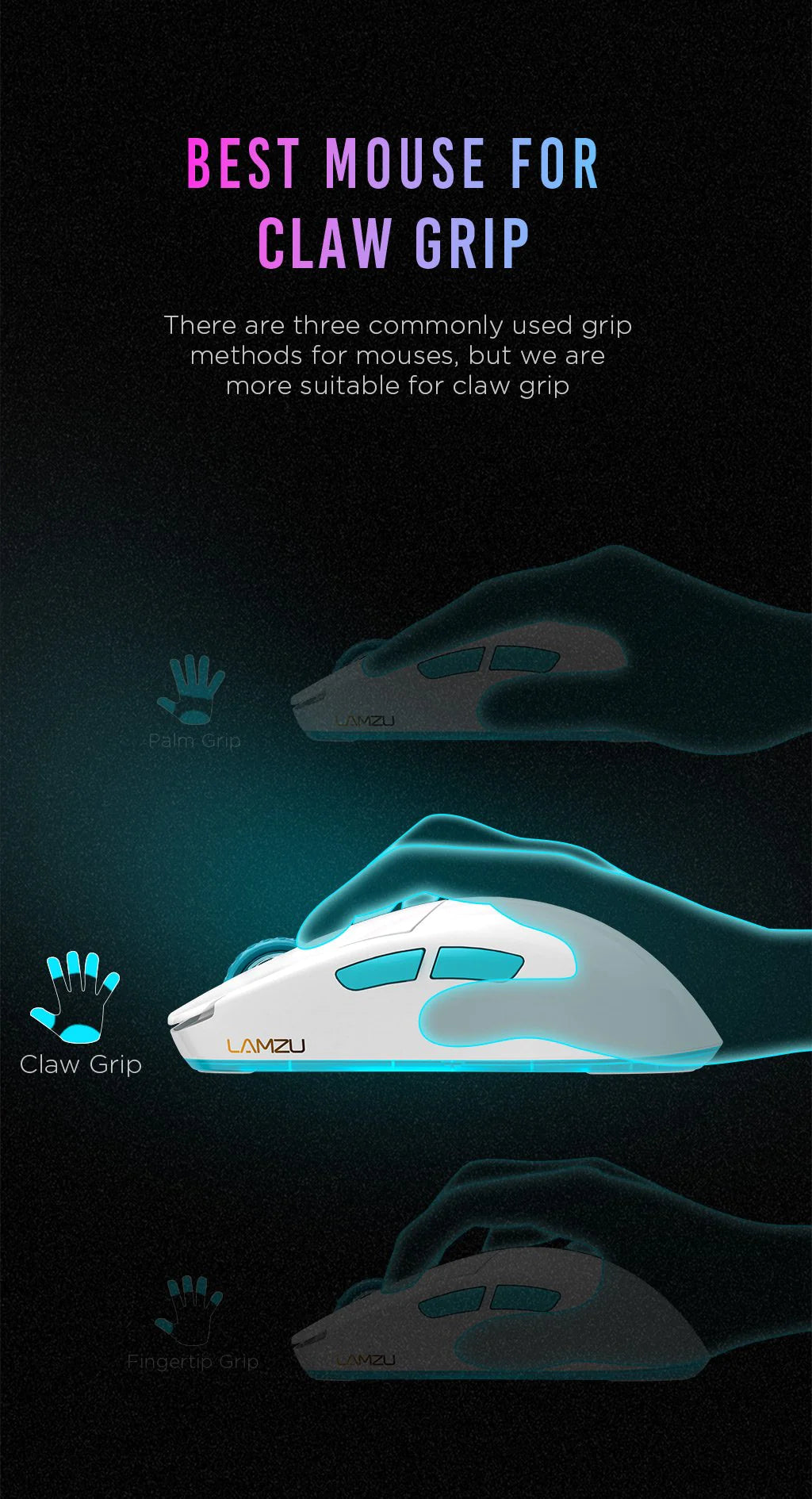 Lamzu Atlantis Mini Pro Wireless Gaming Mouse - 4K Compatible, Lightweight, Ergonomic Design for FPS & MOBA Games - Polar White - Perfect for Esports & Competitive Gaming
