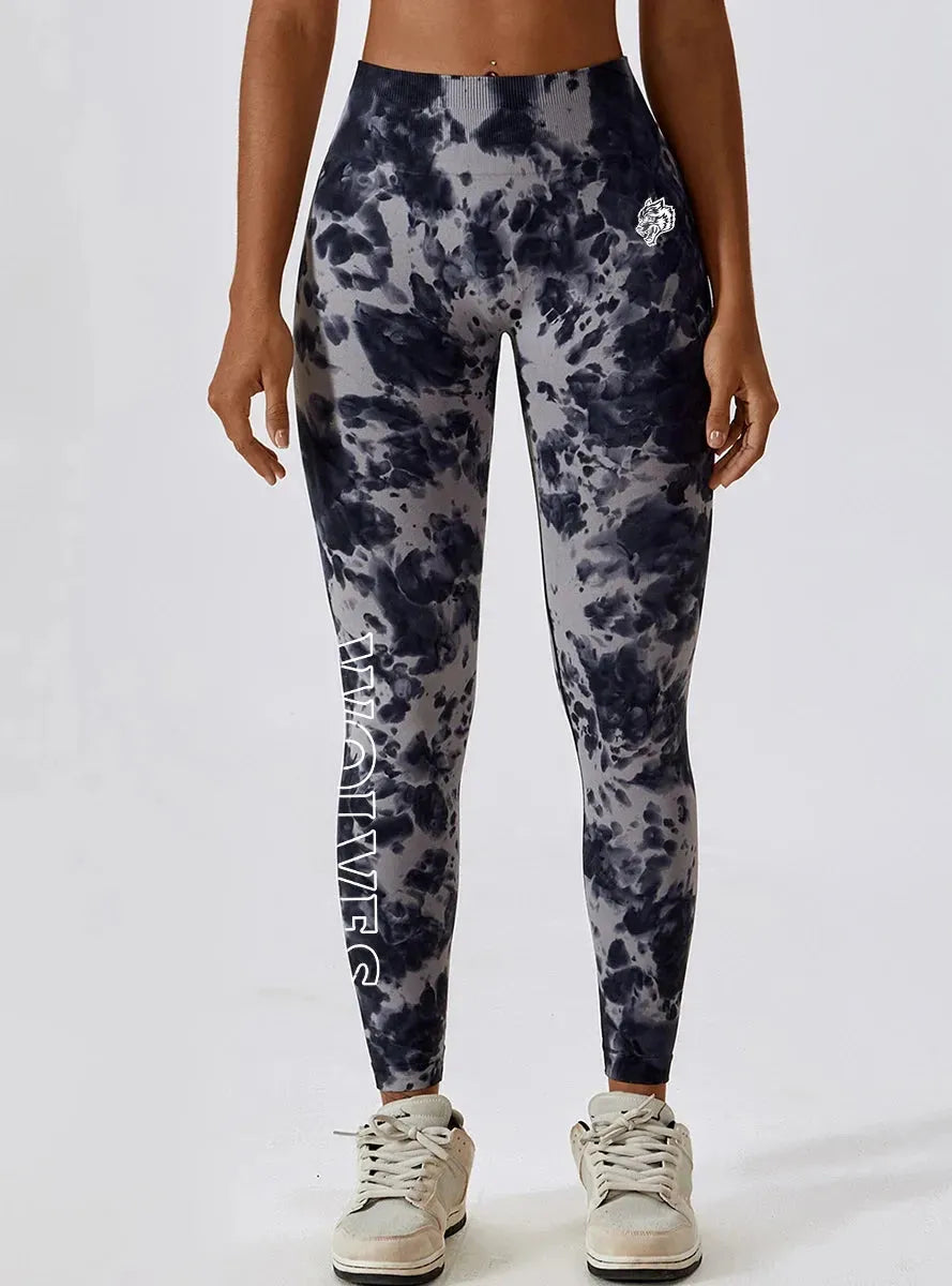 Darc Women's Seamless Gym Leggings - High Waist Elastic Workout Tights for Women, Breathable Summer Yoga Pants with Wolf Print Design - Perfect for Fitness, Running & Lounge Wear