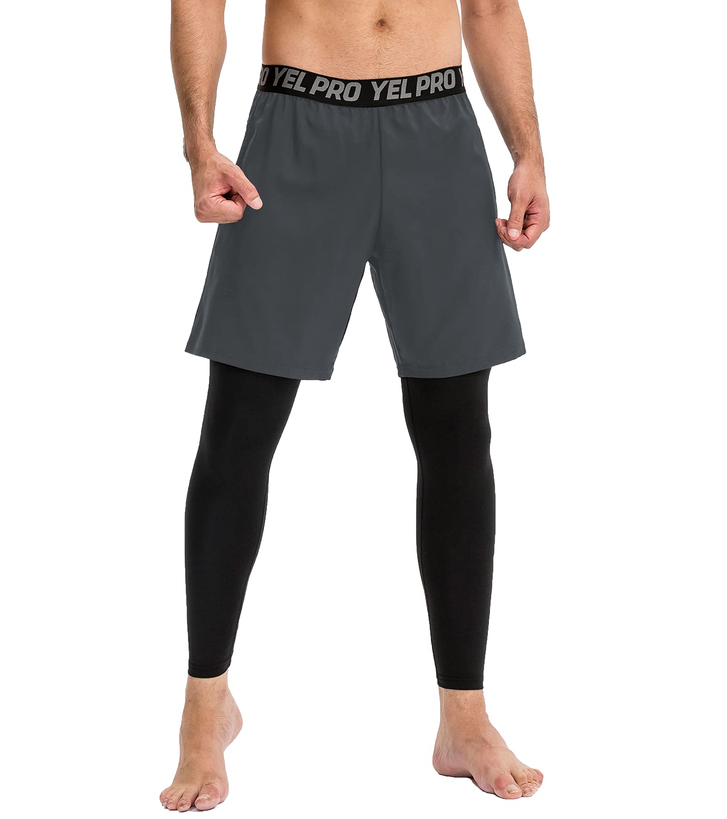 Queerier Men's 2-in-1 Running Shorts with Pockets - Gym Compression Tights & Training Sweatpants for Workout & Jogging | Moisture-Wicking Athletic Leggings for Men's Fitness & Outdoor Activities