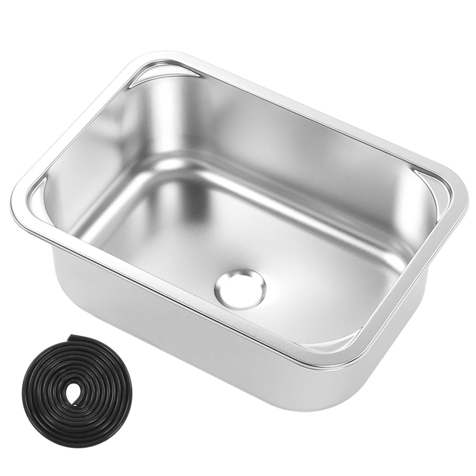 304 Stainless Steel Workstation Drop-In Sink - 345x245x136mm Single Bowl Small Hand Wash Basin with 40mm Drain for Kitchen, RV, Camper Van, Yacht & Boat | Perfect for Bar Prep, Dishwashing & Compact Spaces