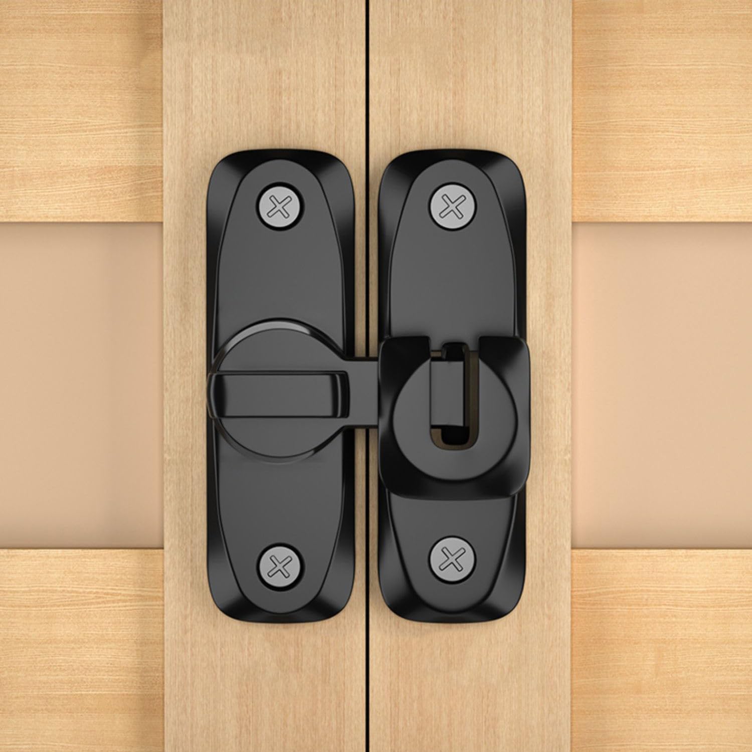 90/180 Degree Zinc Alloy Barn Door Lock Latch - Heavy Duty Gate Hasp for Push/Sliding/Barn Doors - Secure Right Angle Lock with Screwdriver (Black, 1Pc) - Perfect for Farmhouses, Sheds, Garages & Outdoor Gates
