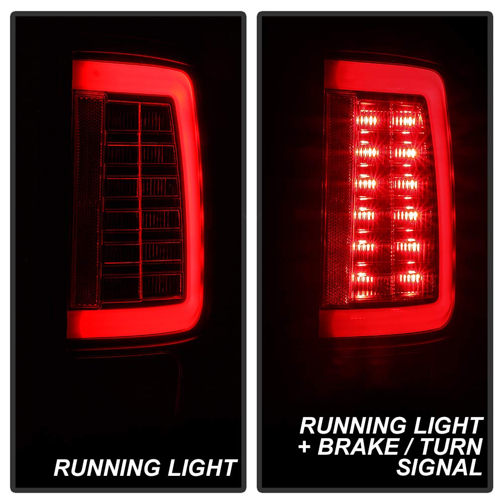 ACANII LED Tube Tail Lights Lamps Assembly for 2013-2018 Dodge Ram 1500 2500 3500 - Black Edition (Driver & Passenger Side) - Enhanced Visibility & Style for Night Driving & Off-Road Adventures