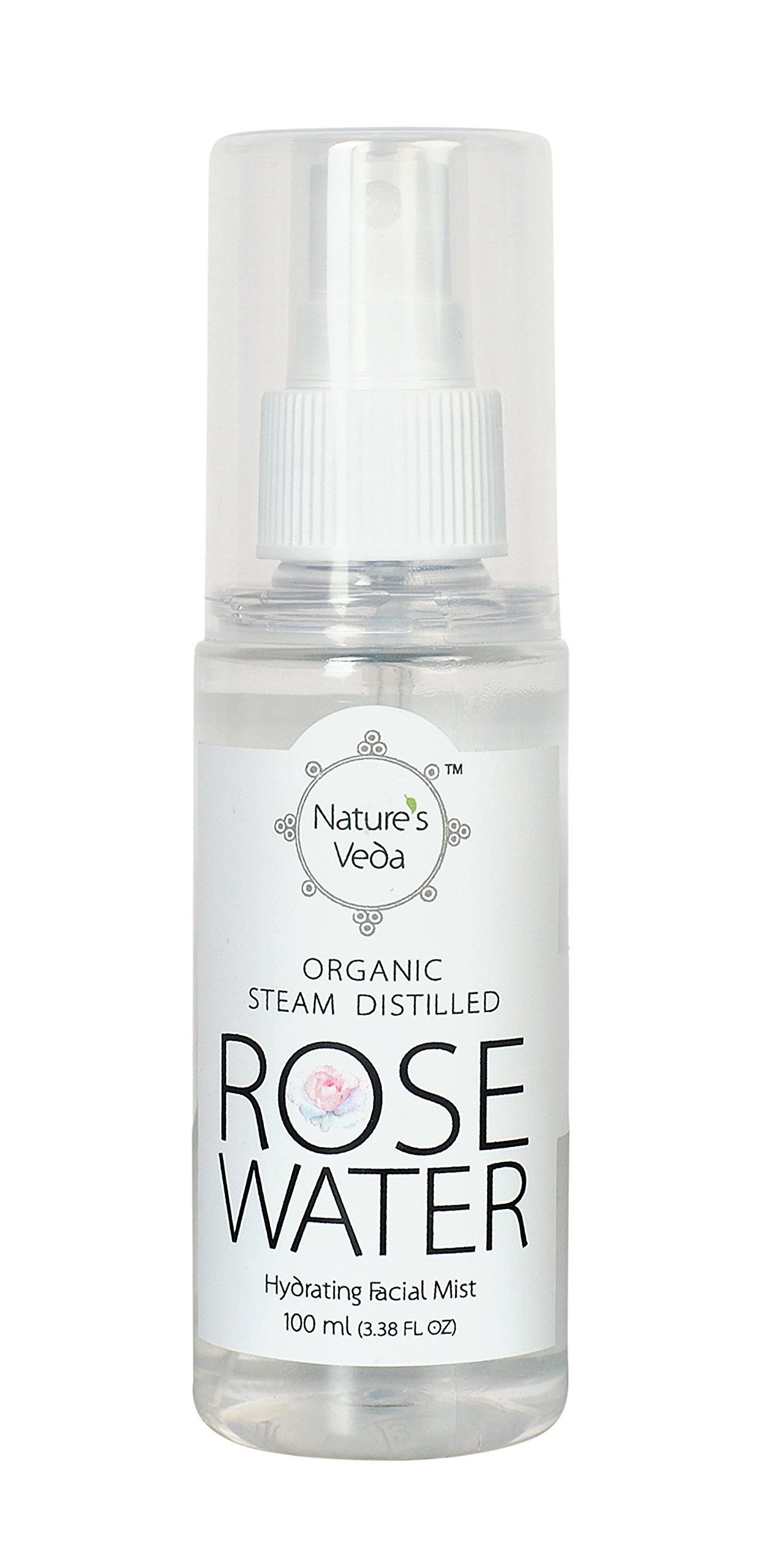 Nature's Veda 100% Pure Organic Rose Water (100ml) - Natural Skin Toner for Cleansing, Hydrating & Soothing | Helps Maintain pH Balance | Perfect for Daily Skincare, Makeup Setting & Post-Shave Relief