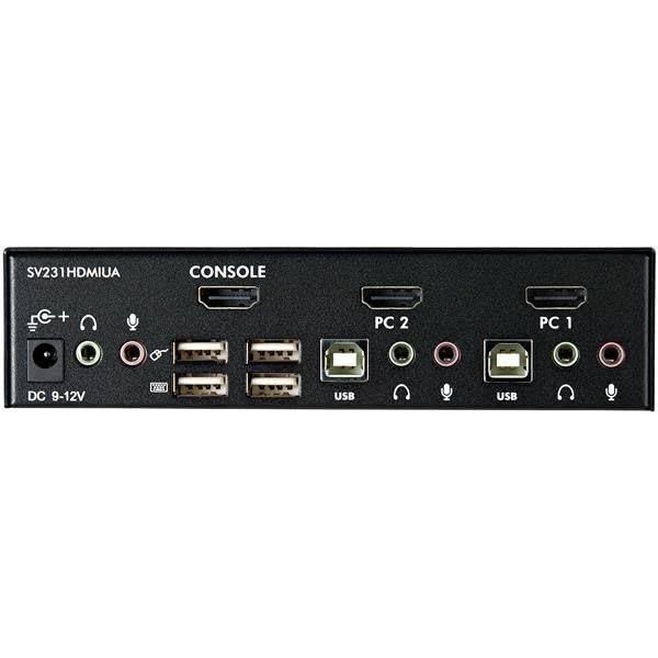 StarTech.com 2-Port USB HDMI KVM Switch with Audio & USB 2.0 Hub - 1080p Full HD (1920x1200) | Hotkey Switching | Dual Monitor Keyboard Video Switch (SV231HDMIUA) for Home Office & Gaming Setup